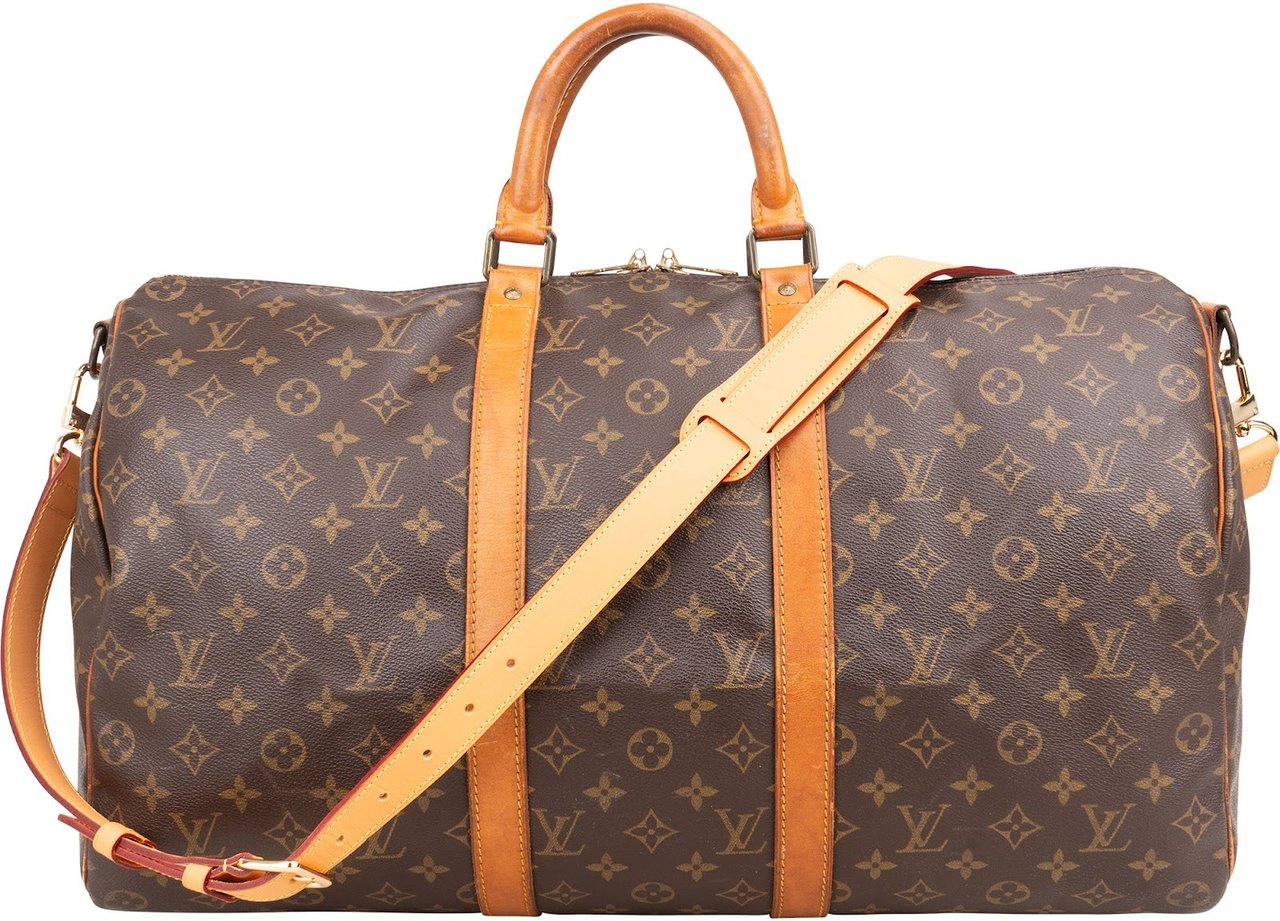 Louis Vuitton Monogram Canvas Keepall 50 Bandoulière Travel Bag Bruin