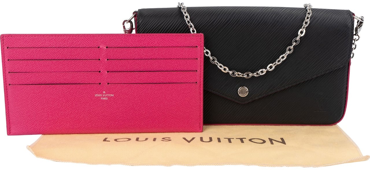 Louis Vuitton Louis Vuitton Noir Epi Leather Bicolor Pochette Felicie Crossbody Bag Zwart