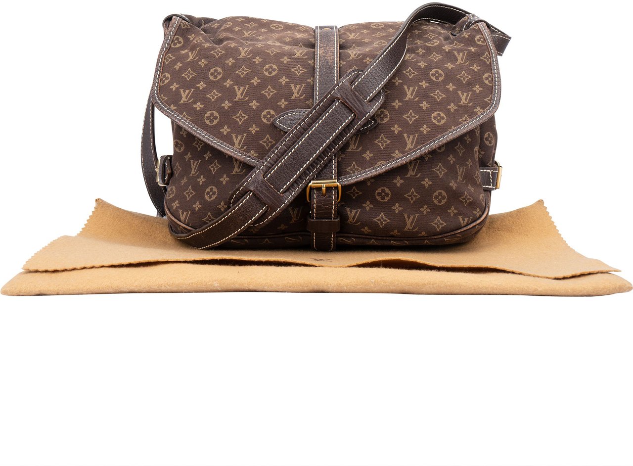 Louis Vuitton Mini Lin Monogram Saumur 30 Crossbody Bag Bruin