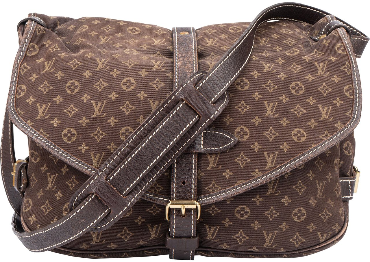 Louis Vuitton Mini Lin Monogram Saumur 30 Crossbody Bag Bruin