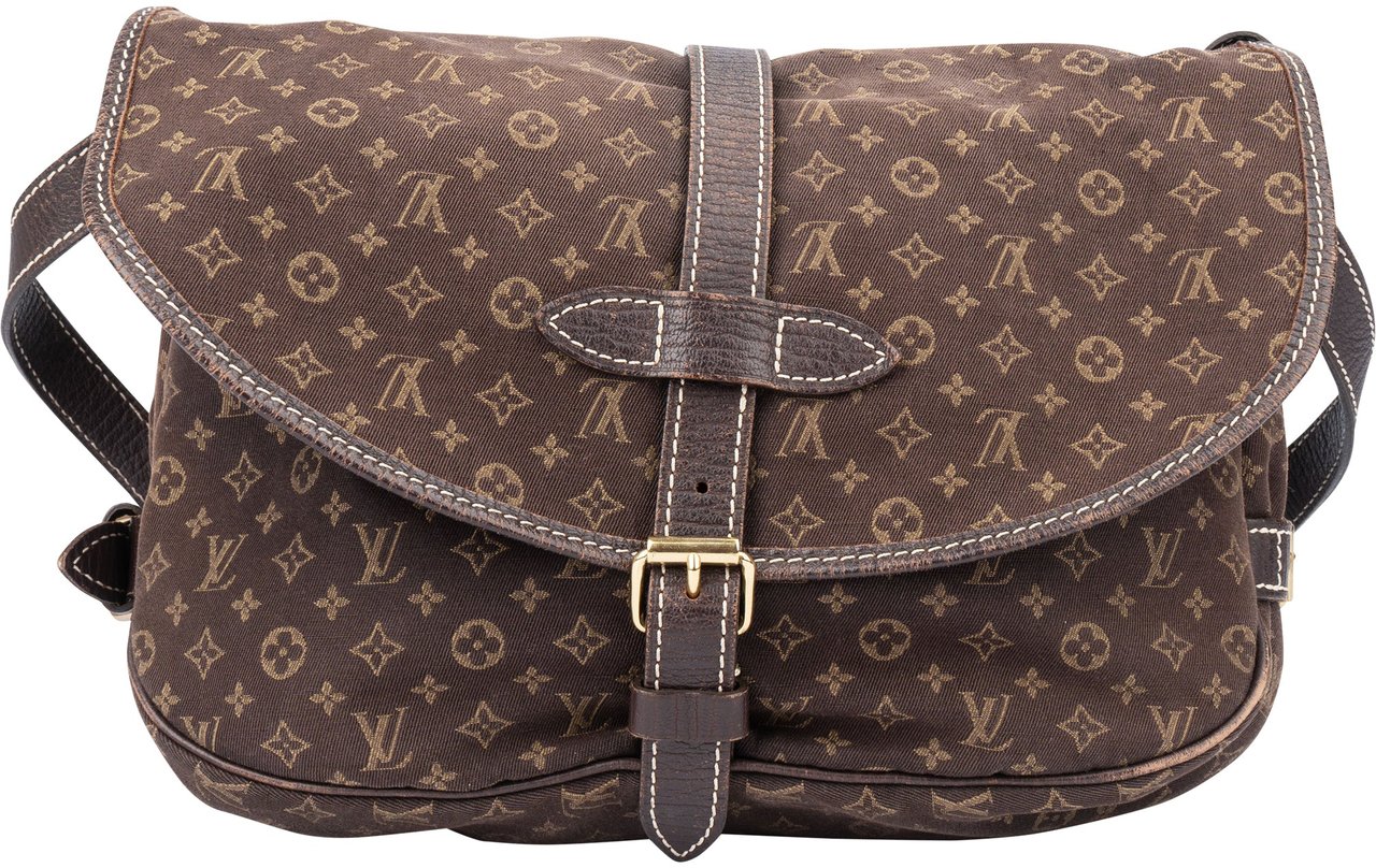 Louis Vuitton Mini Lin Monogram Saumur 30 Crossbody Bag Bruin