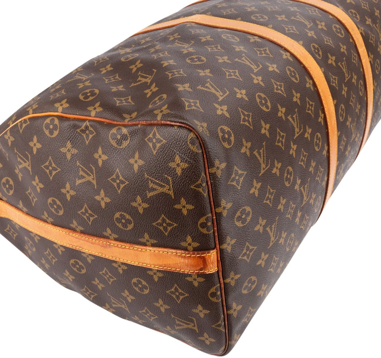 Louis Vuitton Monogram Canvas Keepall 60 Bandoulière Travel Bag Bruin