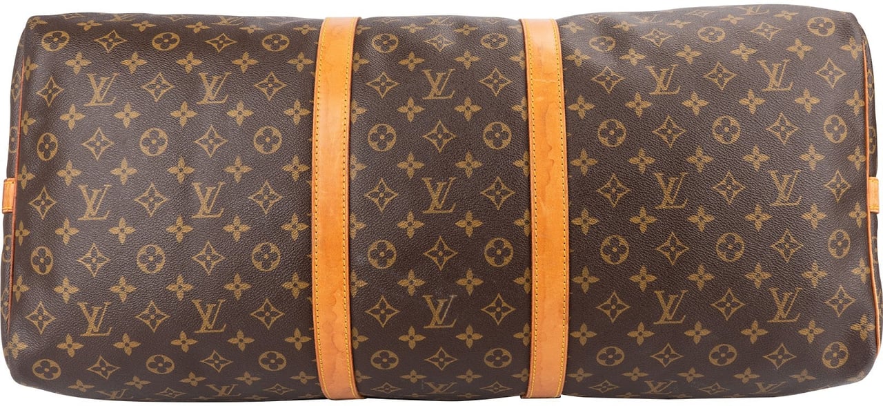 Louis Vuitton Monogram Canvas Keepall 60 Bandoulière Travel Bag Bruin