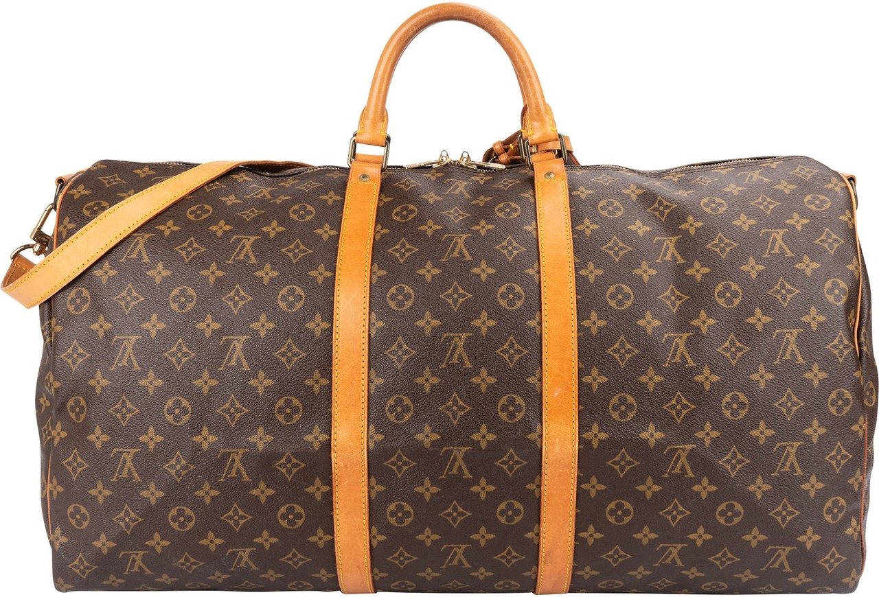 Louis Vuitton Monogram Canvas Keepall 60 Bandoulière Travel Bag Bruin