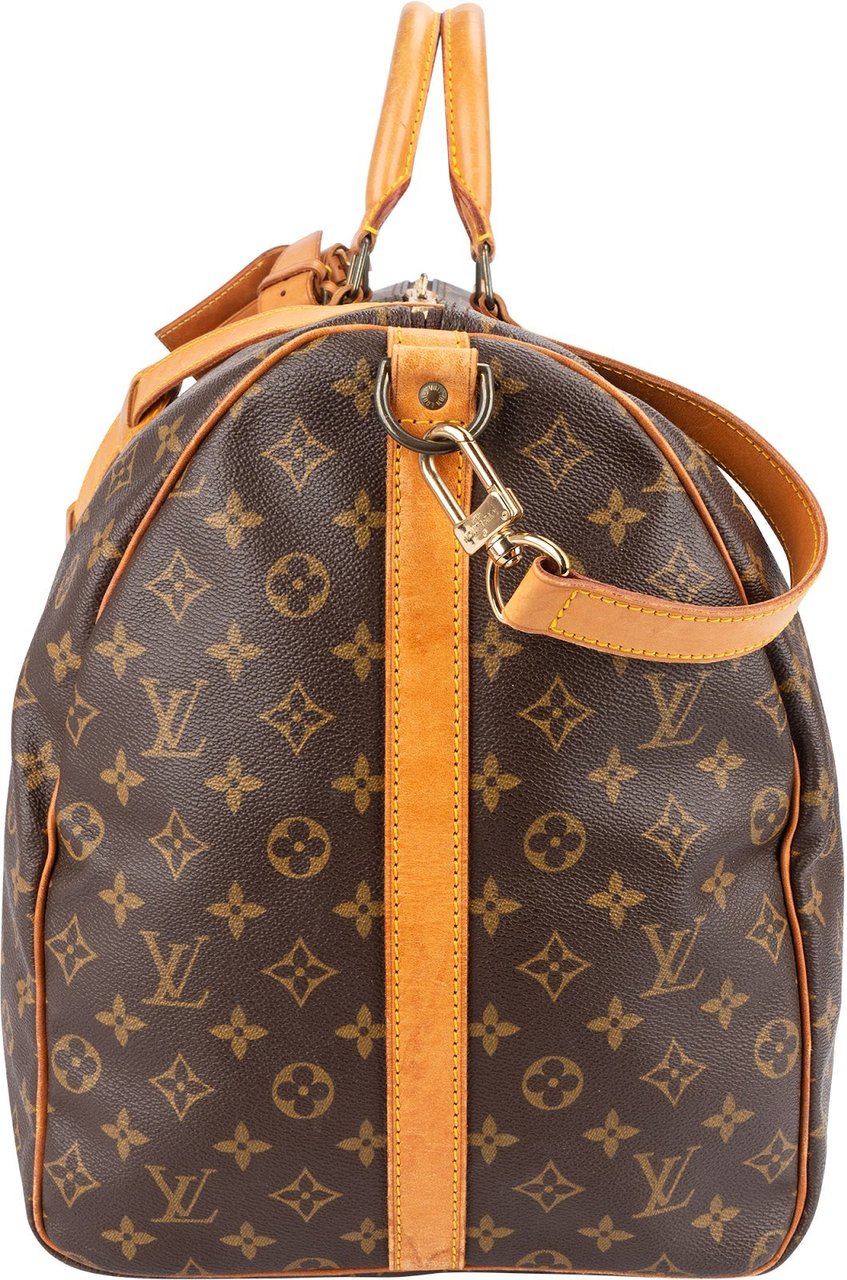 Louis Vuitton Monogram Canvas Keepall 60 Bandoulière Travel Bag Bruin