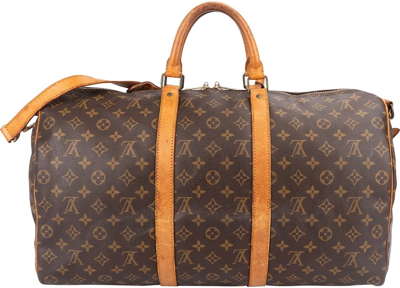 Louis Vuitton Monogram Canvas Keepall 50 Bandoulière Travel Bag Bruin