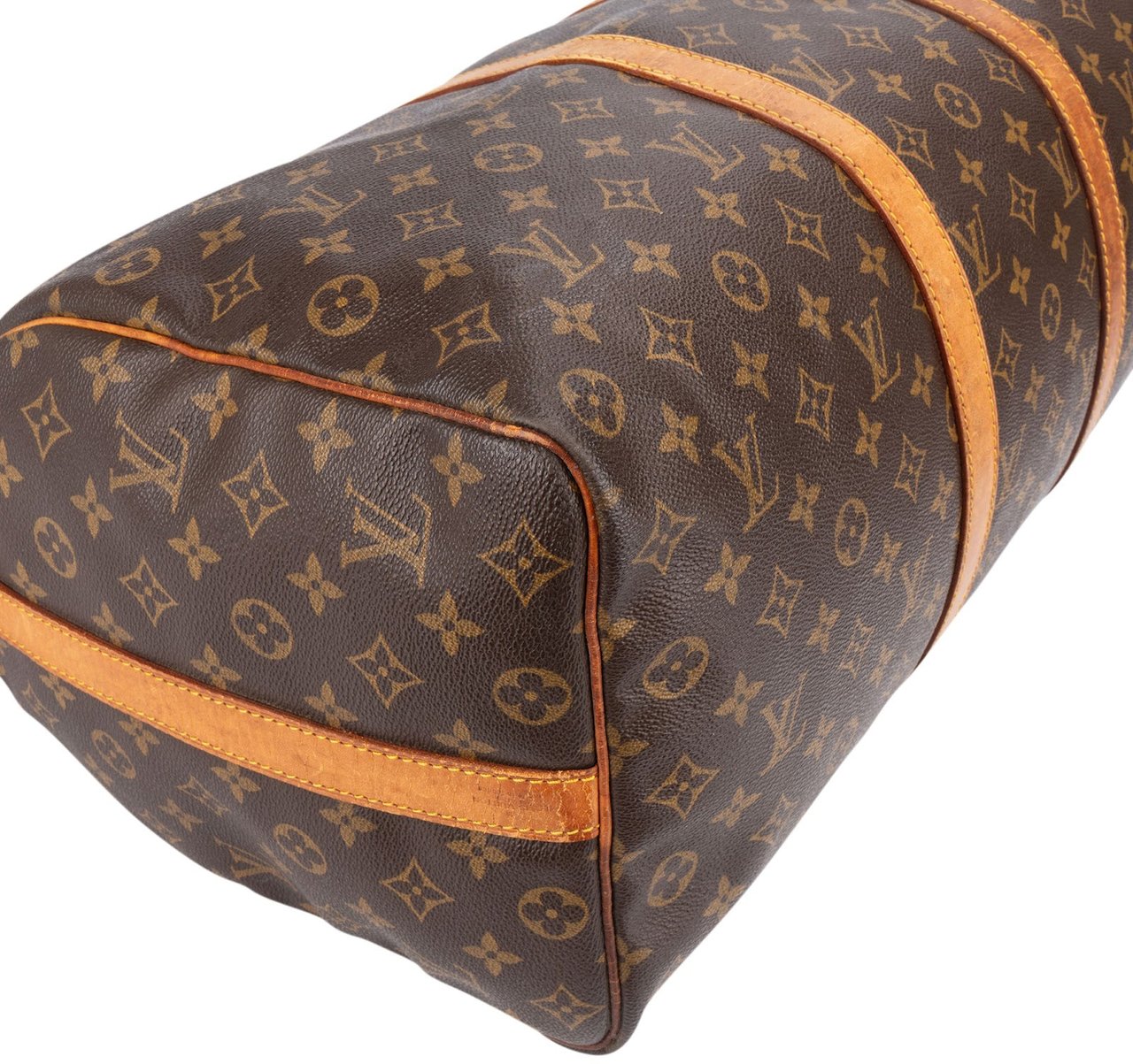 Louis Vuitton Monogram Canvas Keepall 50 Bandoulière Travel Bag Bruin