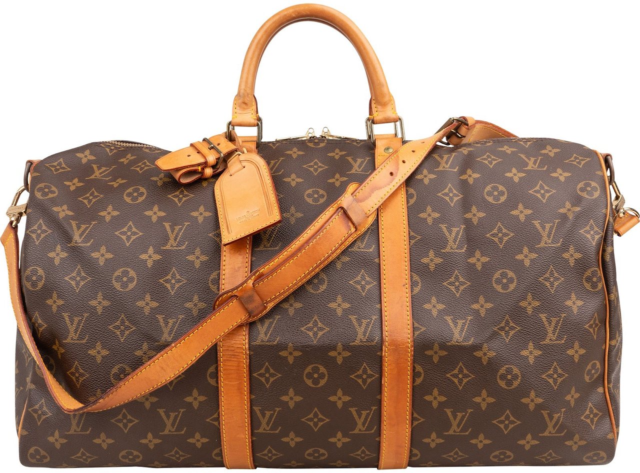 Louis Vuitton Monogram Canvas Keepall 50 Bandoulière Travel Bag Bruin