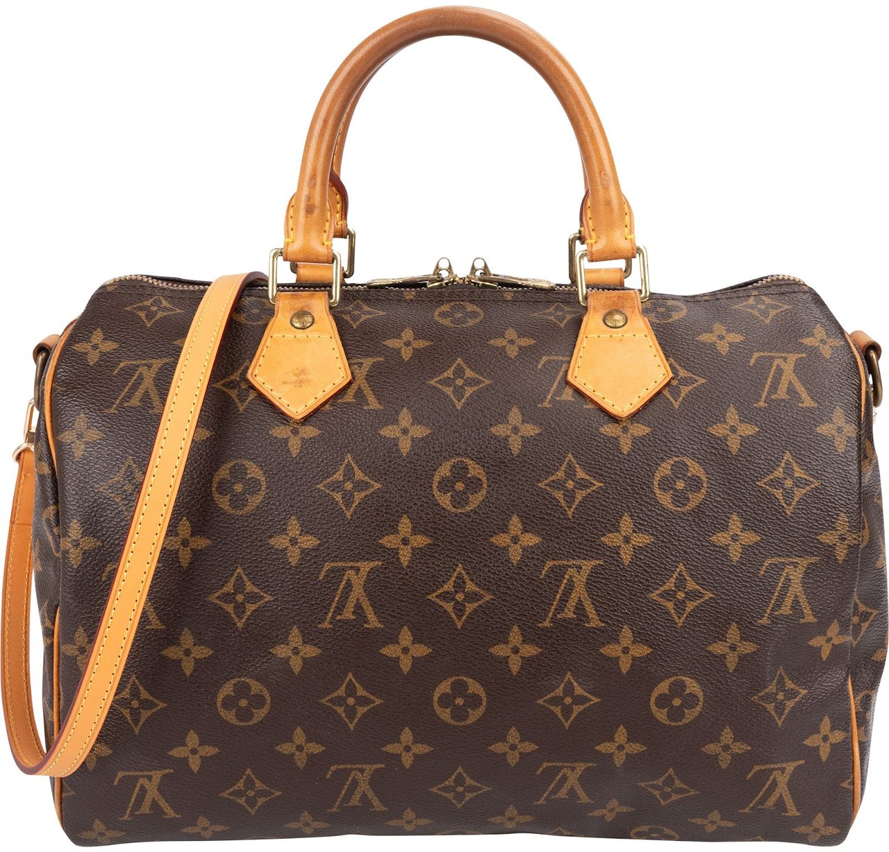 Louis Vuitton Monogram Canvas Speedy 30 Bandoulière Crossbody Handbag Bruin