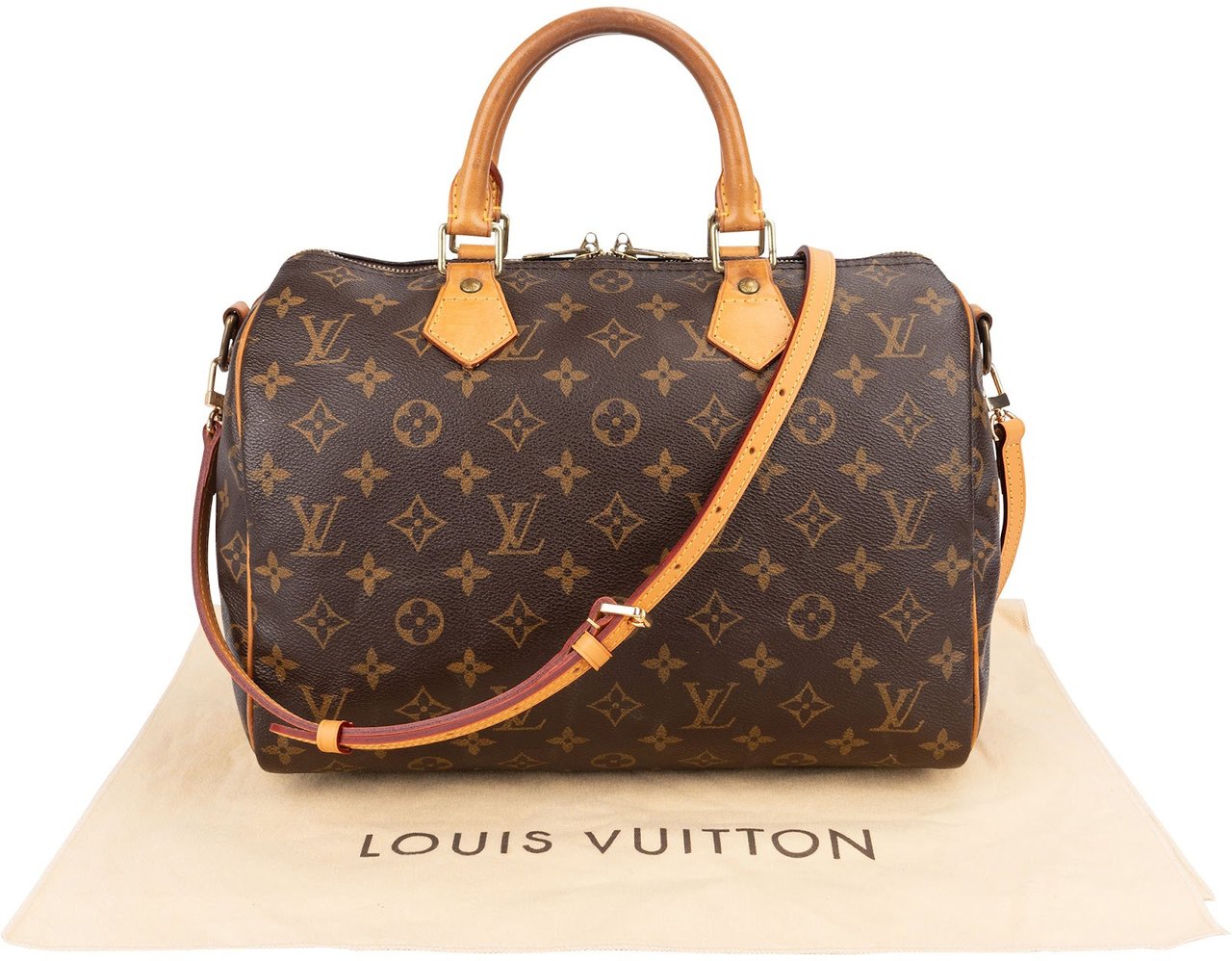 Louis Vuitton Monogram Canvas Speedy 30 Bandoulière Crossbody Handbag Bruin