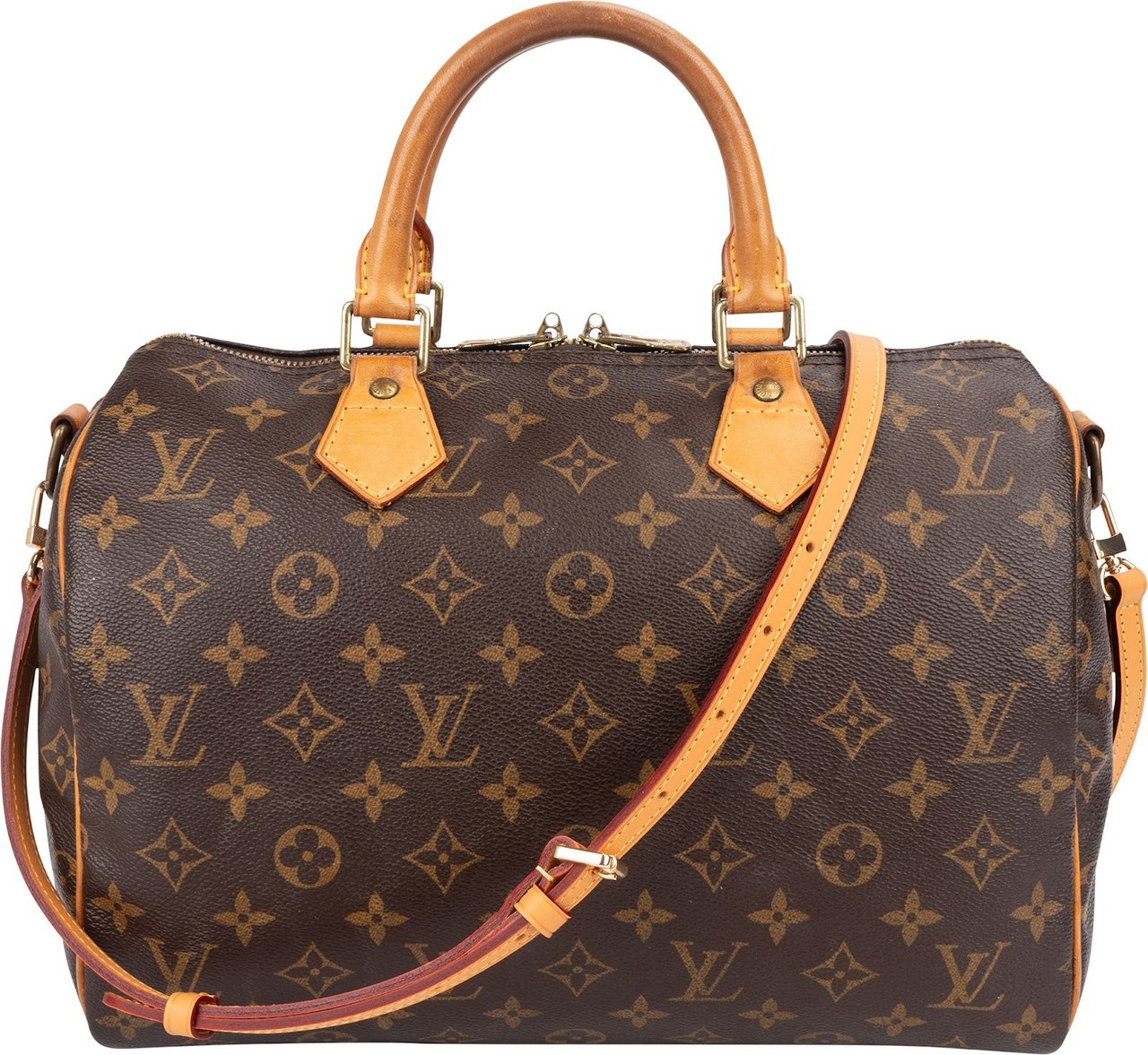 Louis Vuitton Monogram Canvas Speedy 30 Bandoulière Crossbody Handbag Bruin