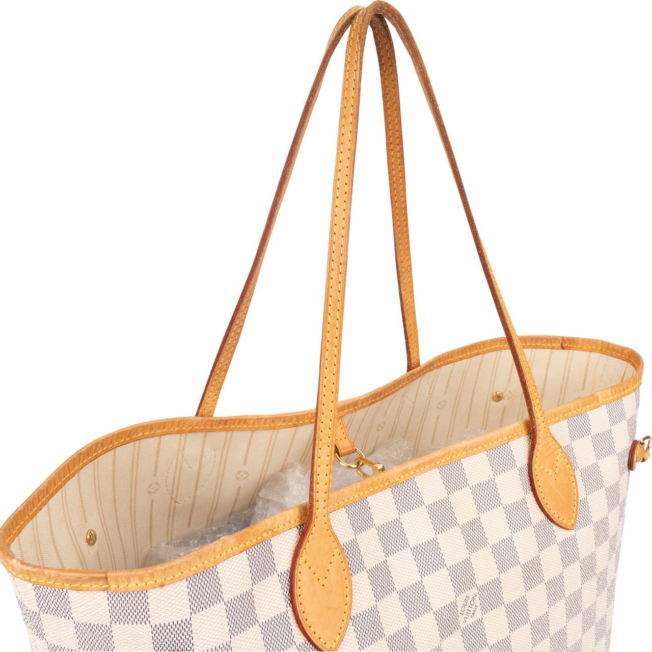 Louis Vuitton Monogram Damier Azur Neverfull MM Shoulder Bag Wit