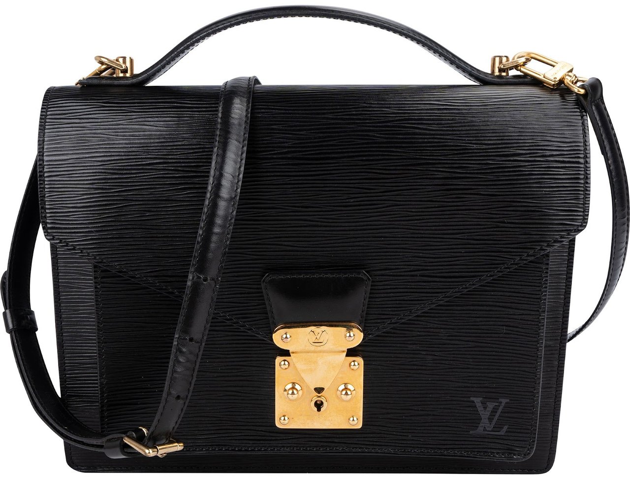Louis Vuitton Louis Vuitton Noir Epi Leather Monceau Handbag Zwart