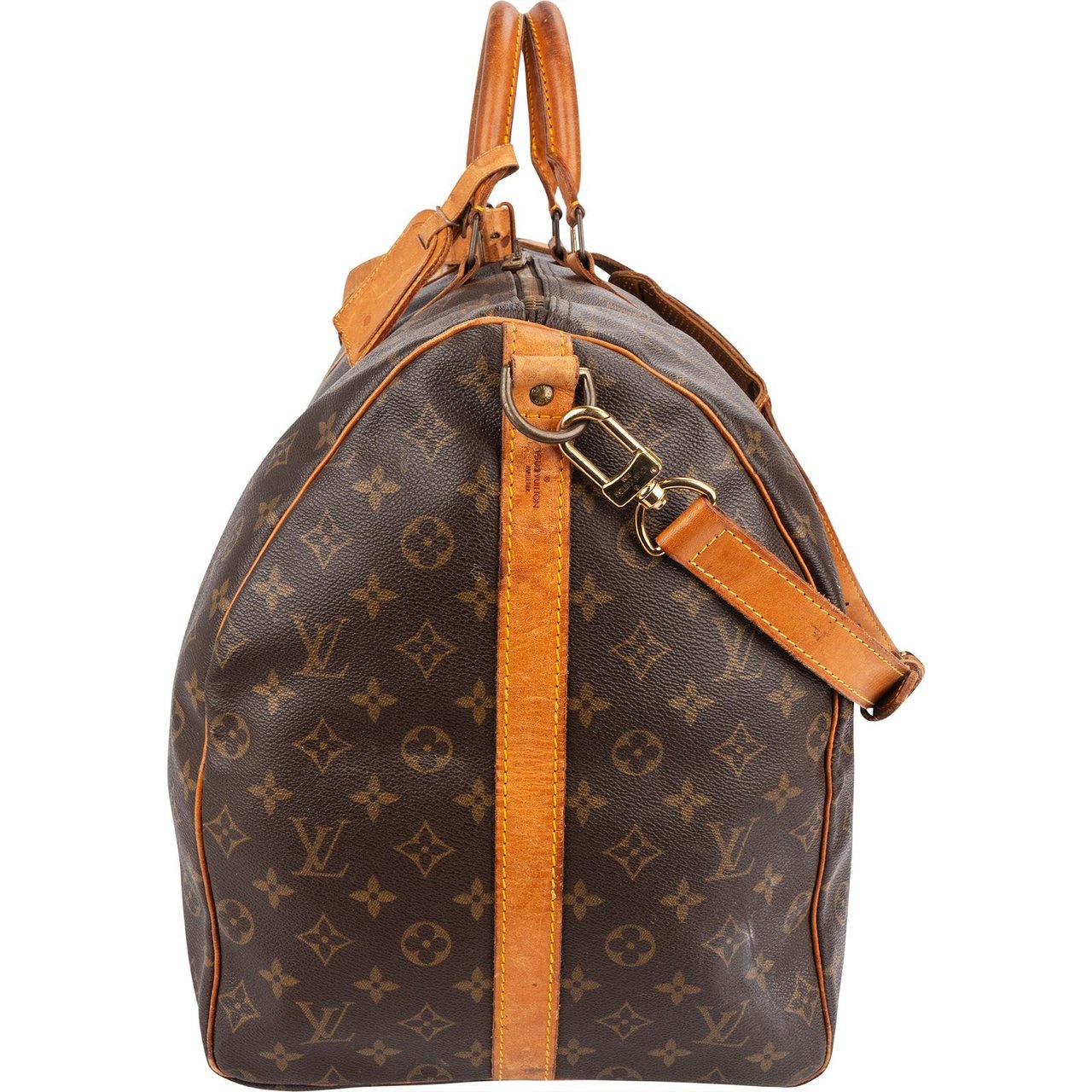 Louis Vuitton Monogram Canvas Keepall 60 Bandoulière Travel Bag Bruin