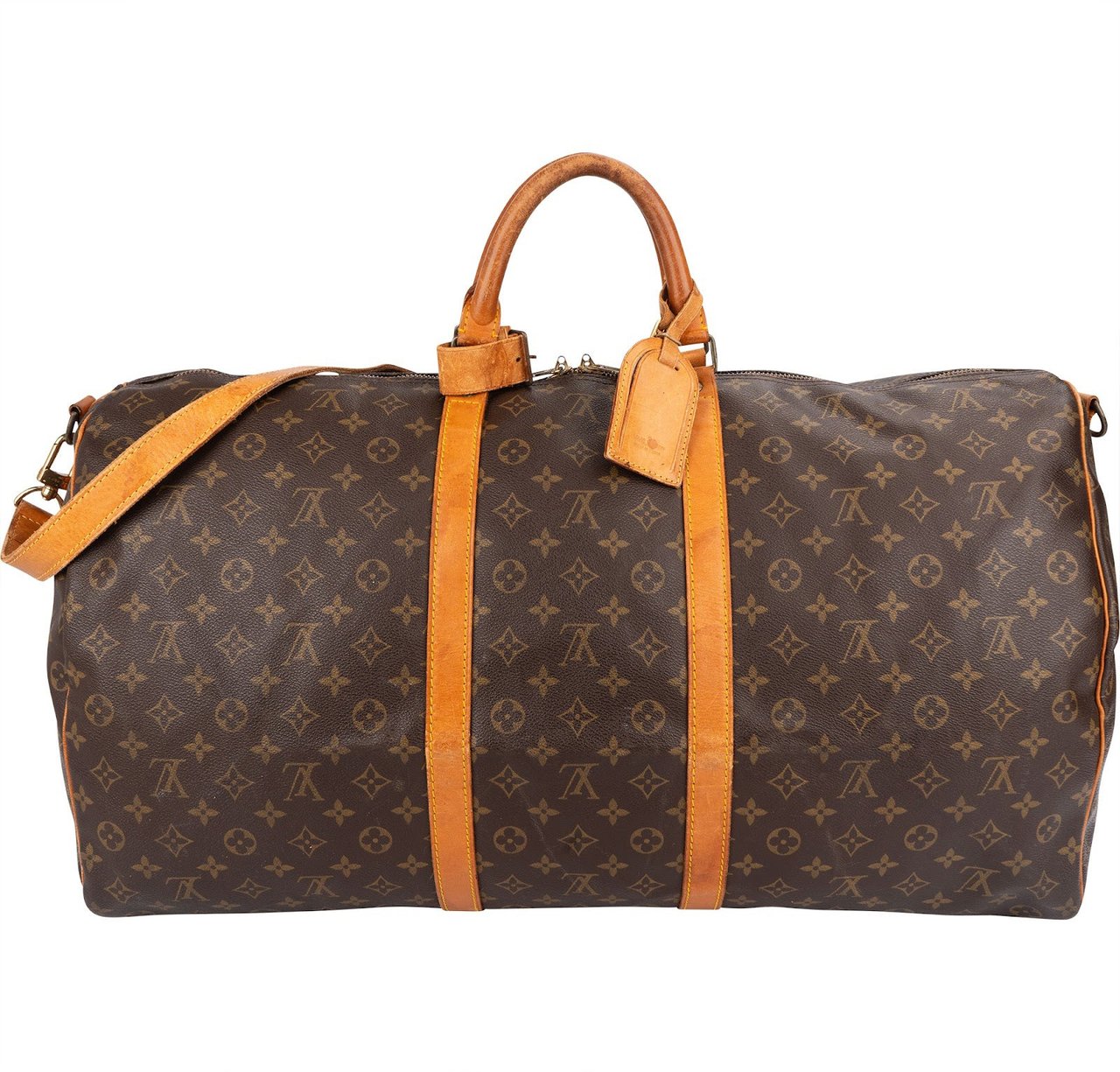 Louis Vuitton Monogram Canvas Keepall 60 Bandoulière Travel Bag Bruin