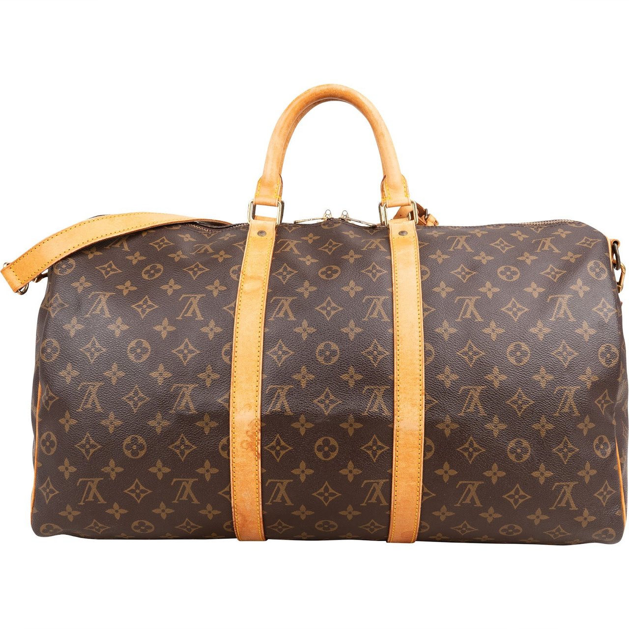 Louis Vuitton Monogram Canvas Keepall 50 Bandoulière Travel Bag Bruin