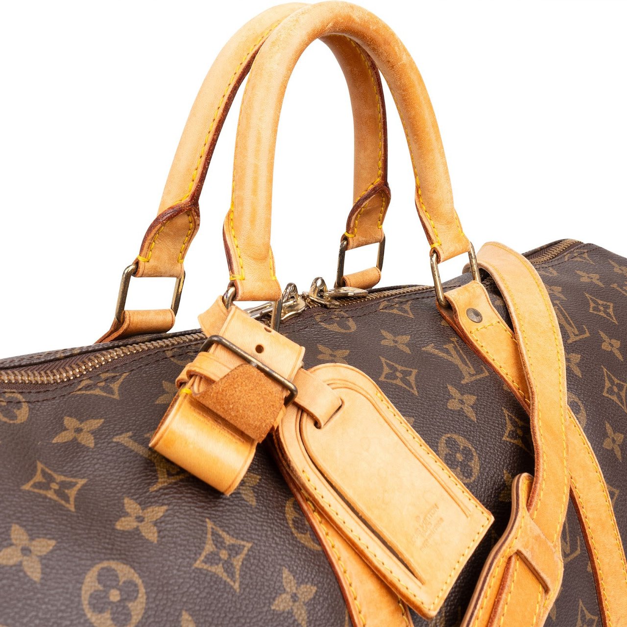 Louis Vuitton Monogram Canvas Keepall 50 Bandoulière Travel Bag Bruin