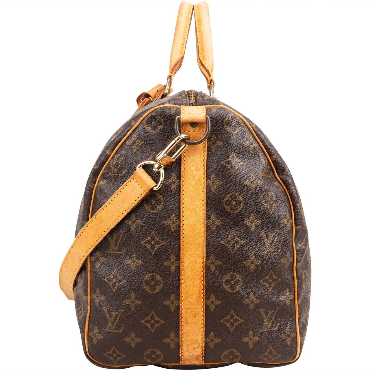 Louis Vuitton Monogram Canvas Keepall 50 Bandoulière Travel Bag Bruin