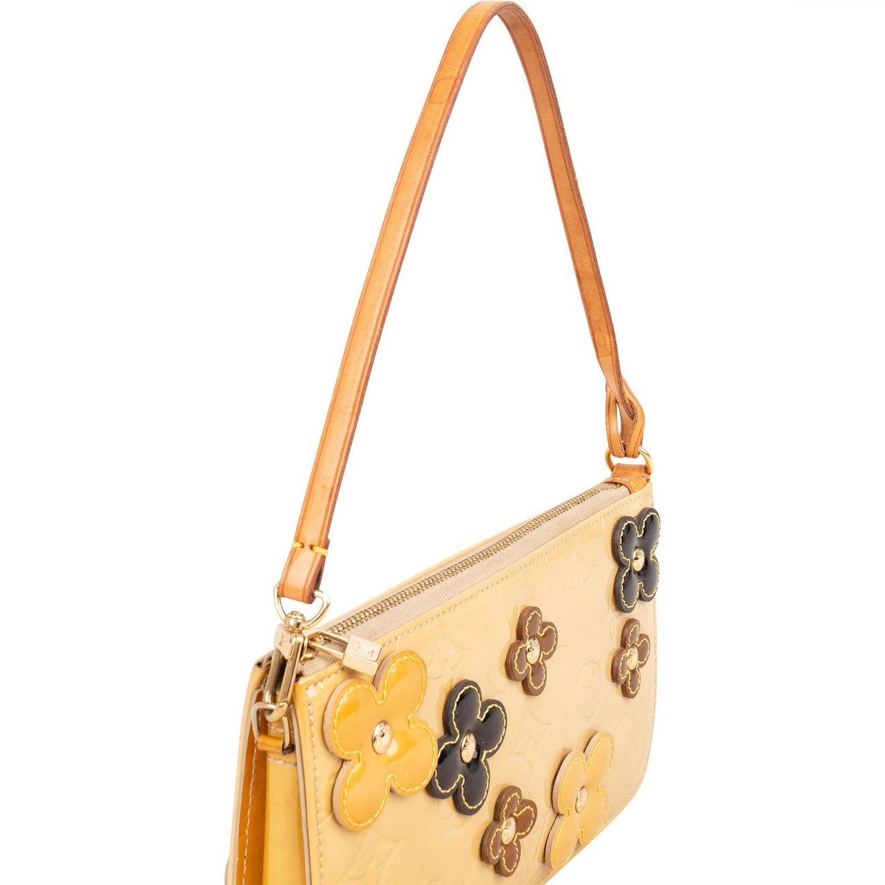 Louis Vuitton Louis Vuitton Monogram Vernis Fleurs Pochette Accessoires Handbag Beige