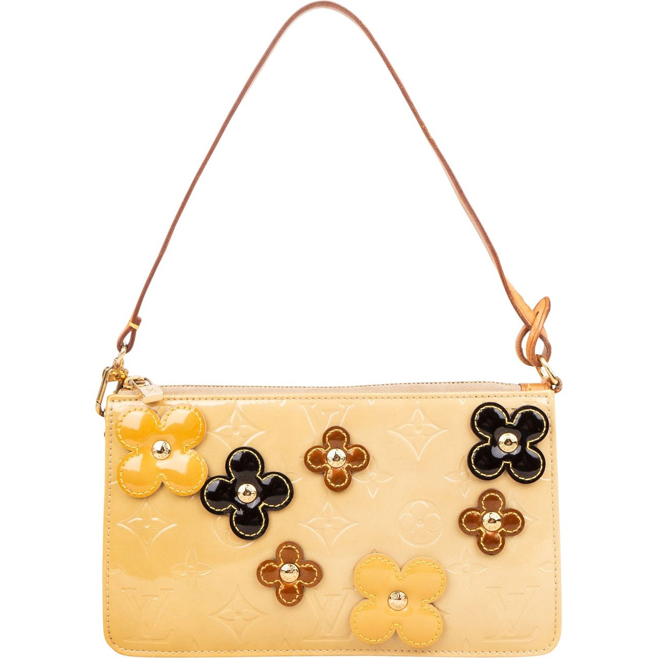 Louis Vuitton Louis Vuitton Monogram Vernis Fleurs Pochette Accessoires Handbag Beige