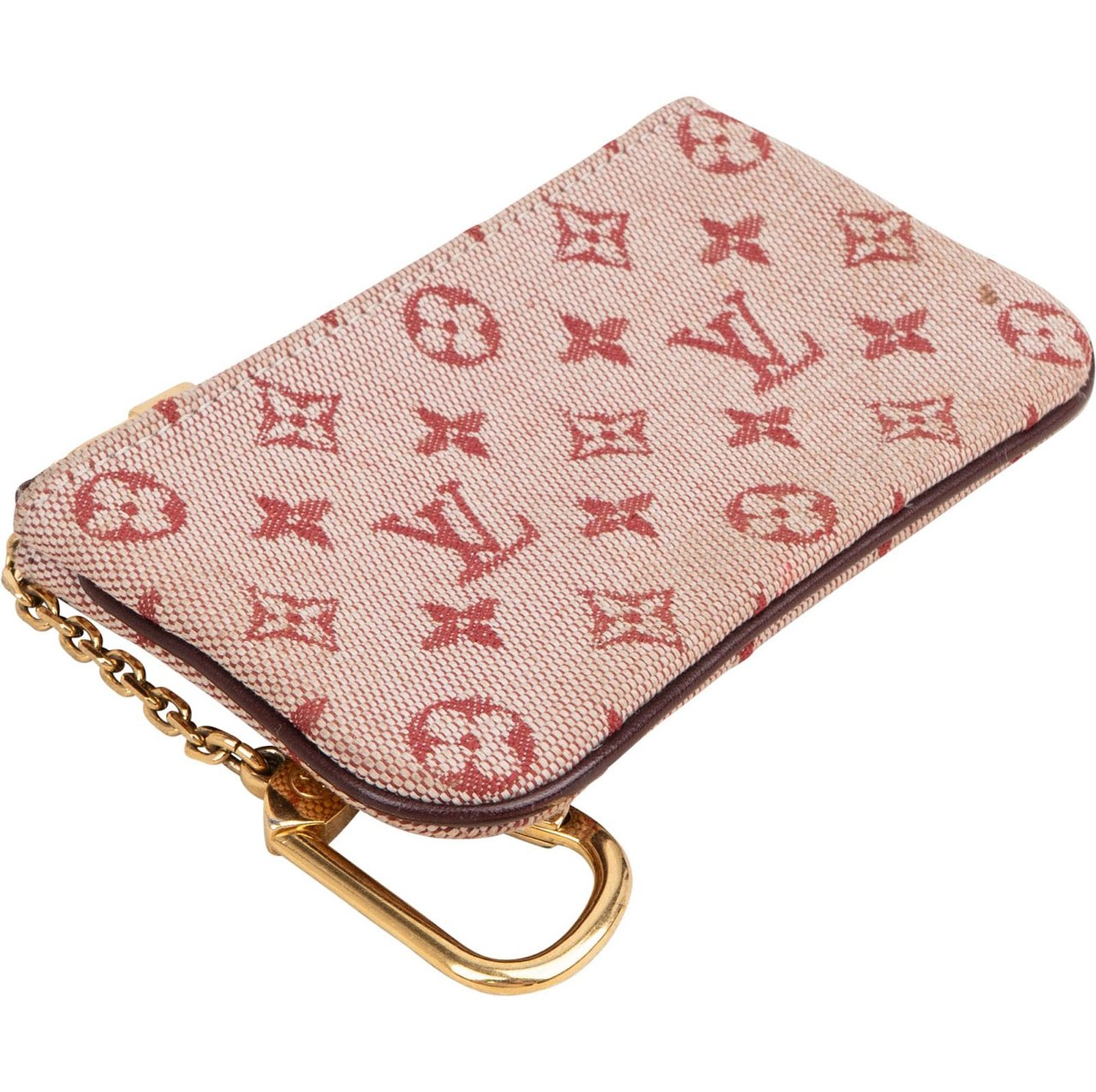 Louis Vuitton Monogram Mini Lin Key Pouch Wallet Rood
