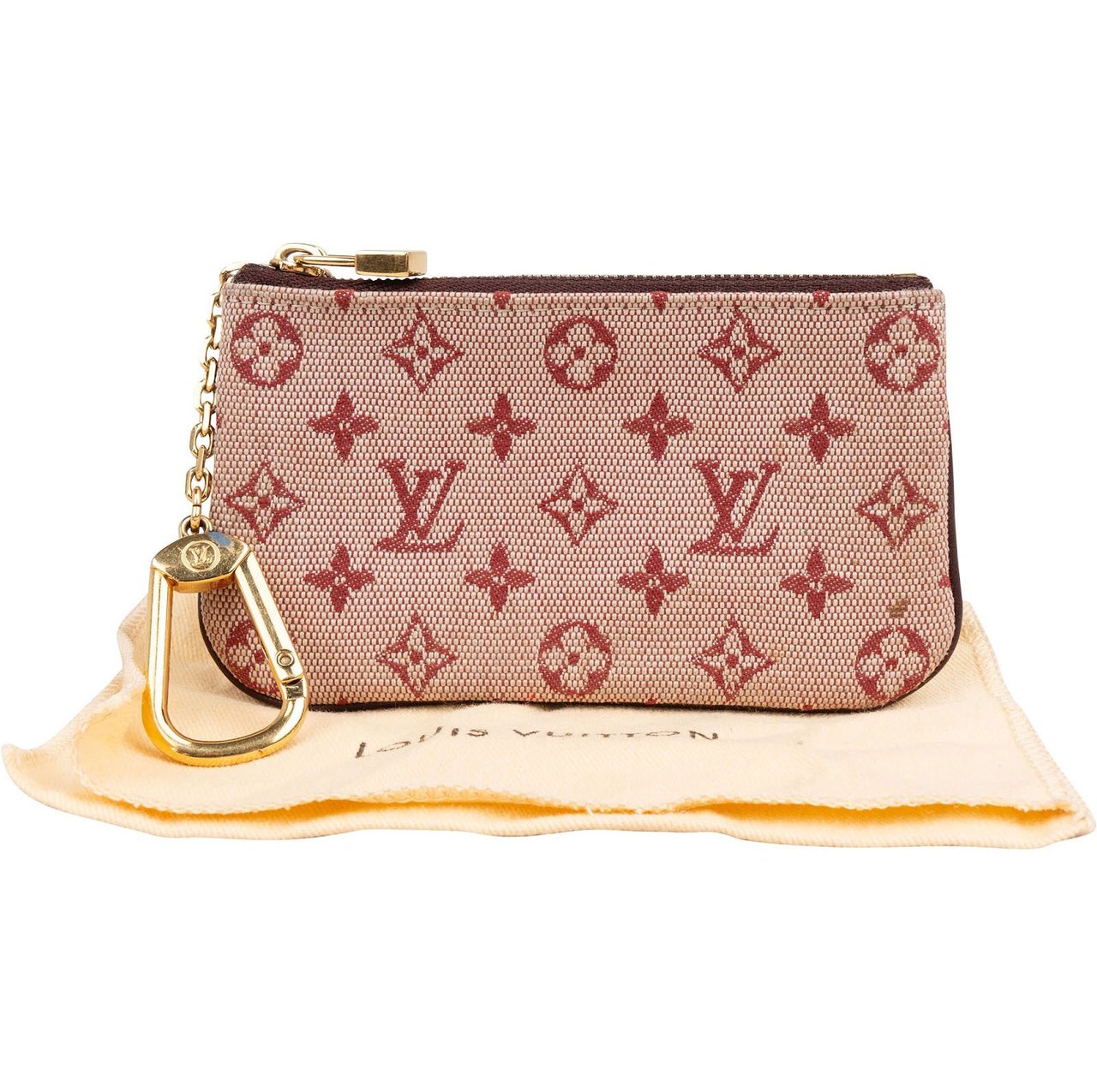 Louis Vuitton Monogram Mini Lin Key Pouch Wallet Rood