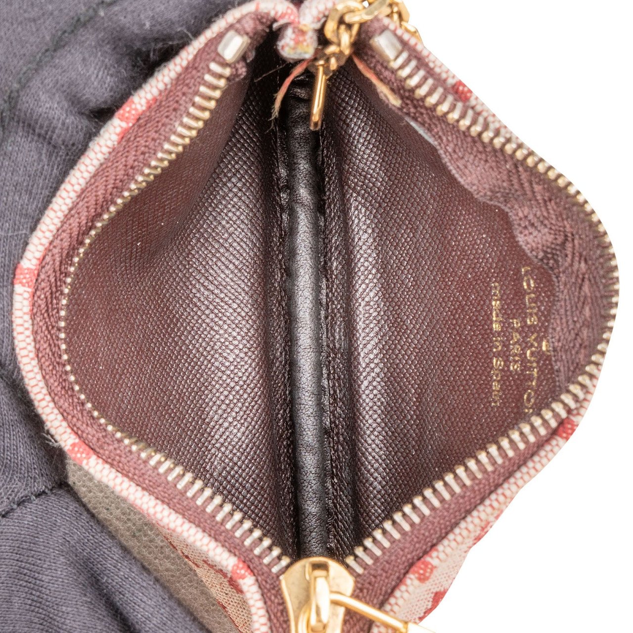 Louis Vuitton Monogram Mini Lin Key Pouch Wallet Rood