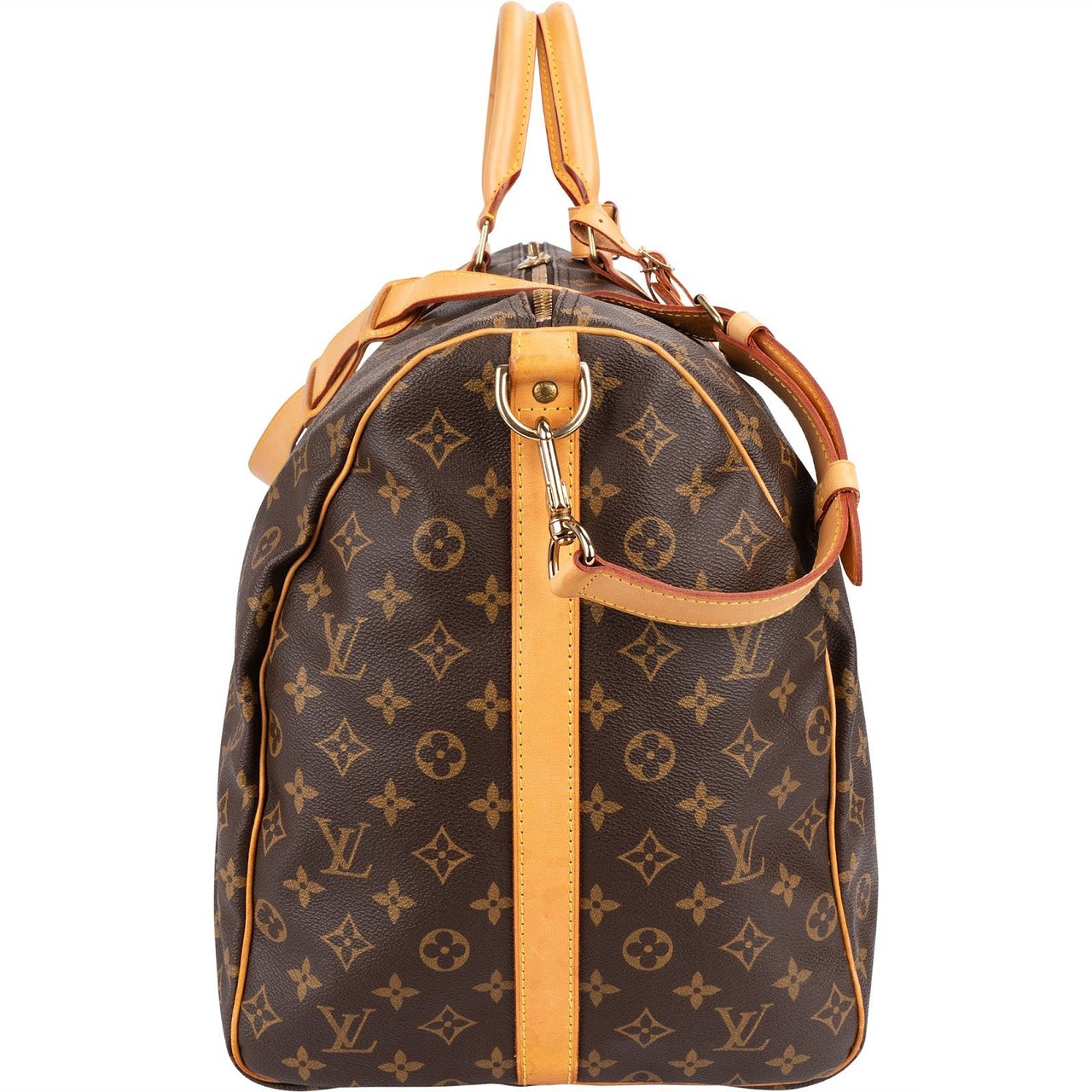 Louis Vuitton Monogram Canvas Keepall 60 Bandoulière Travel Bag Bruin