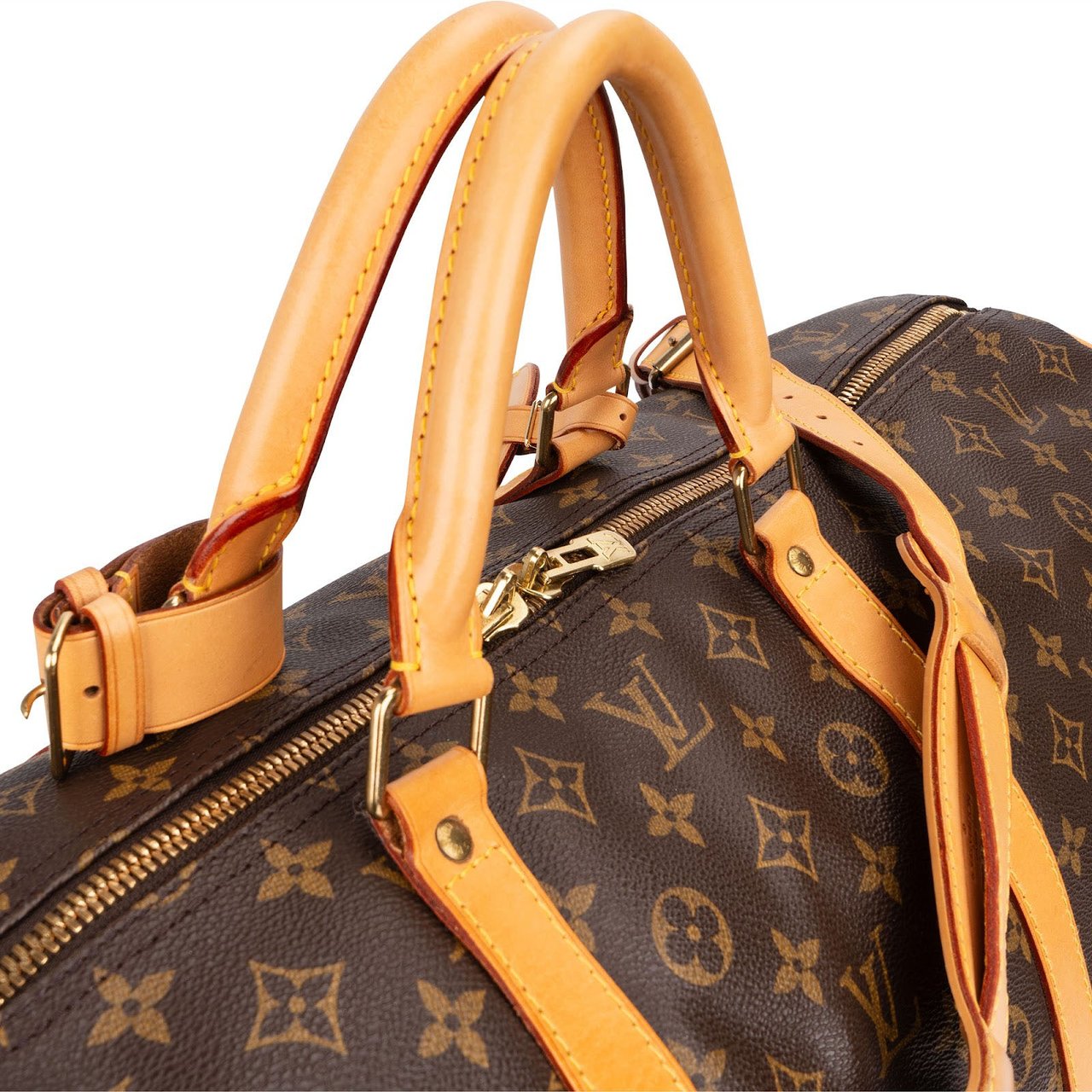Louis Vuitton Monogram Canvas Keepall 60 Bandoulière Travel Bag Bruin