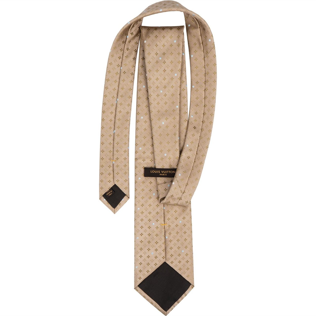Louis Vuitton Blason Dots Canvas Monogram Silk Tie Krawatte Beige