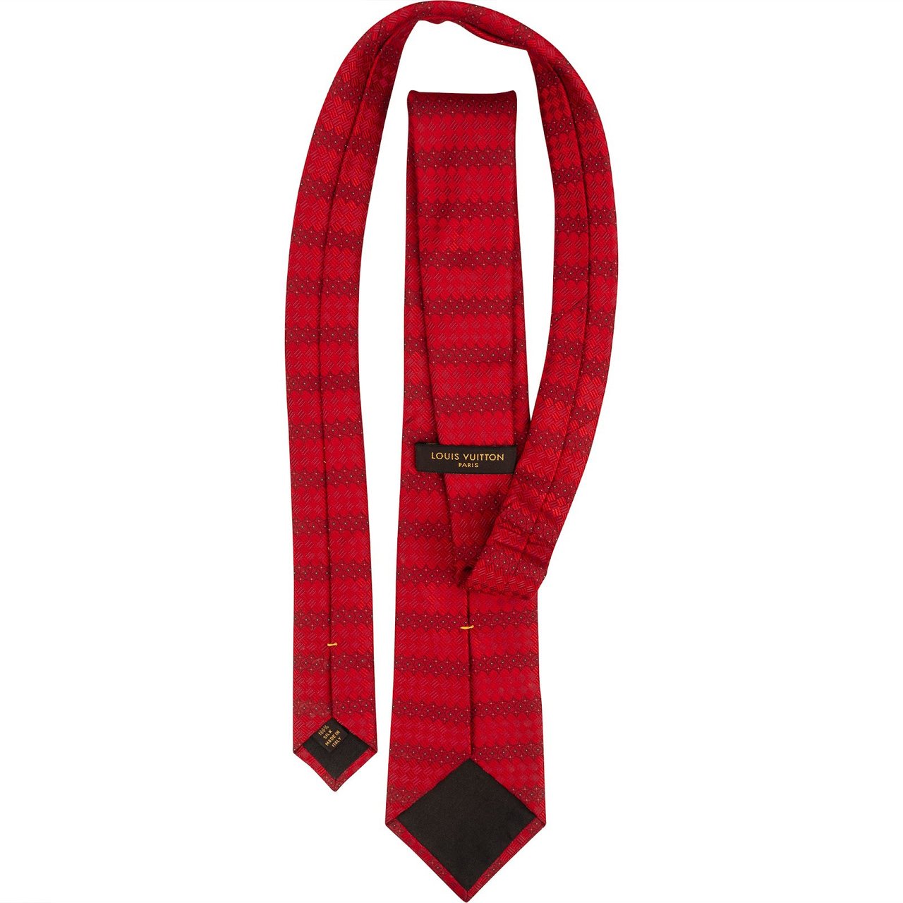Louis Vuitton Striped Monogram Pattern Silk Tie Krawatte Rood
