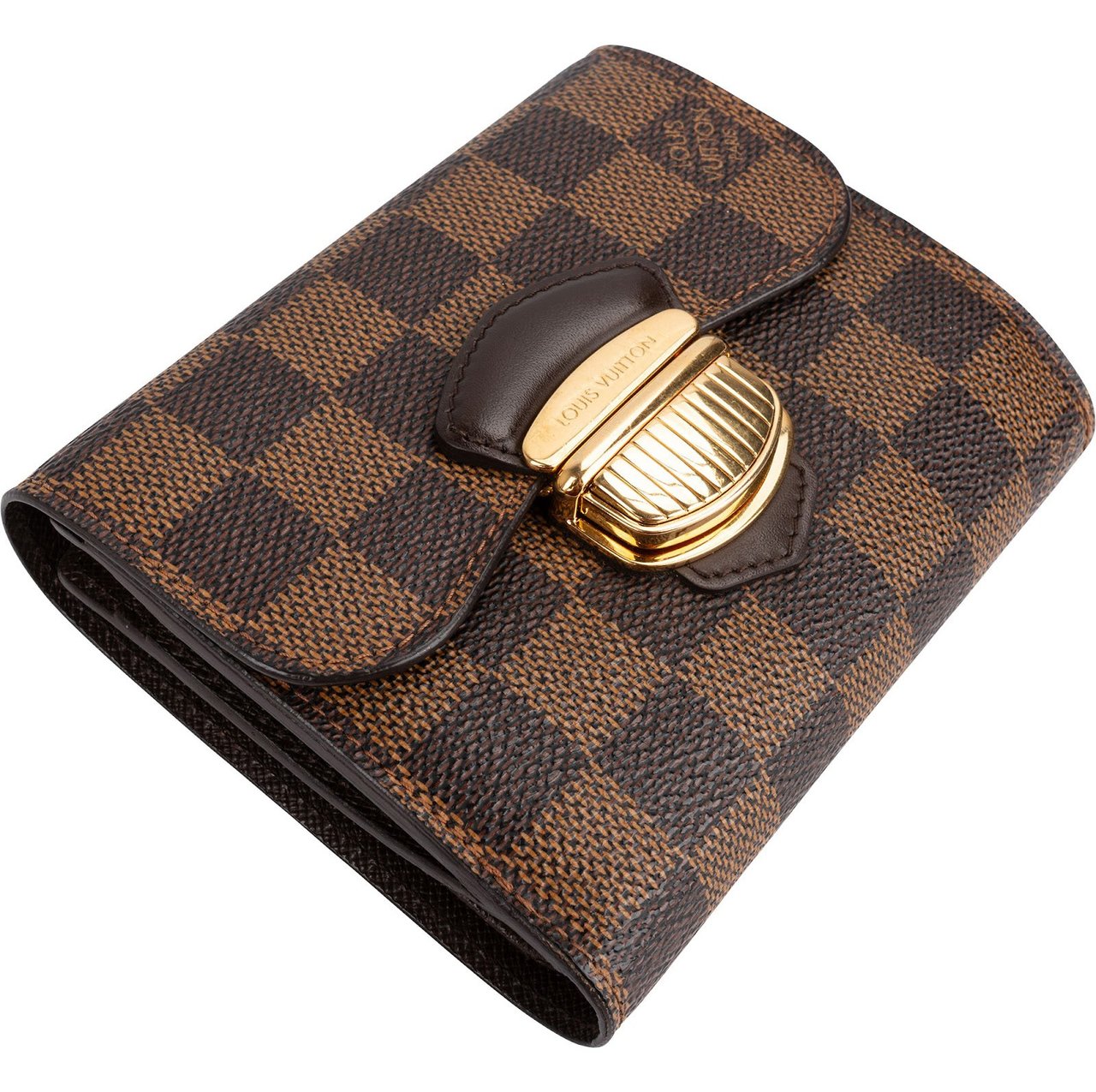 Louis Vuitton Monogram Damier Ebene Koala Compact Wallet Bruin
