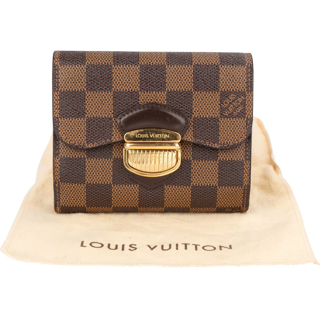 Louis Vuitton Monogram Damier Ebene Koala Compact Wallet Bruin