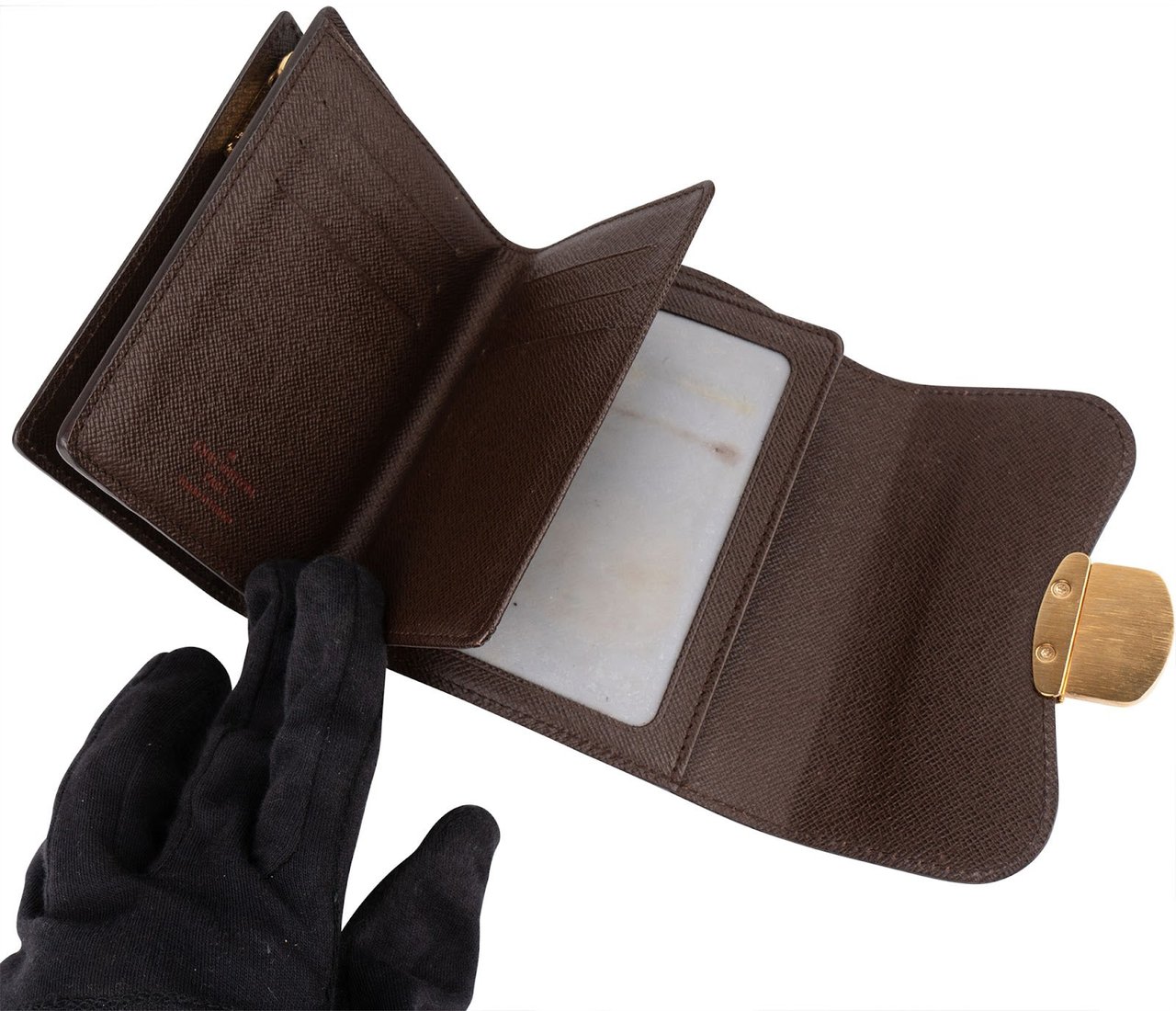 Louis Vuitton Monogram Damier Ebene Koala Compact Wallet Bruin