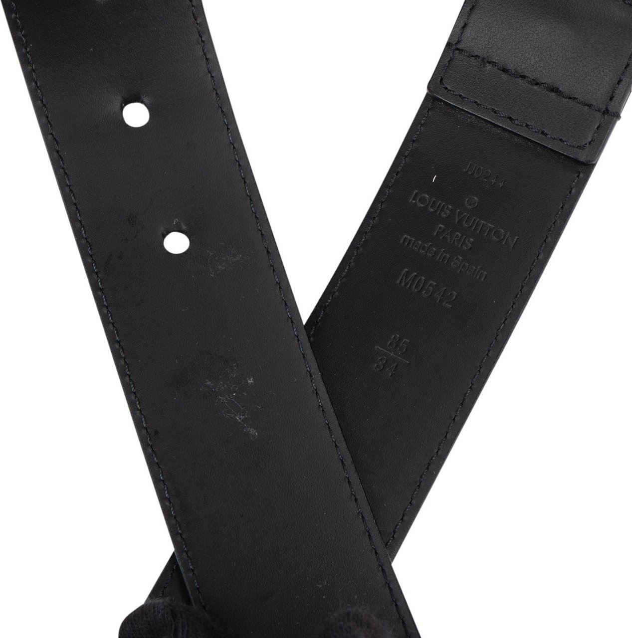 Louis Vuitton Noir Leather Ceinture Classique Belt (85 / 34) M0542 Zwart