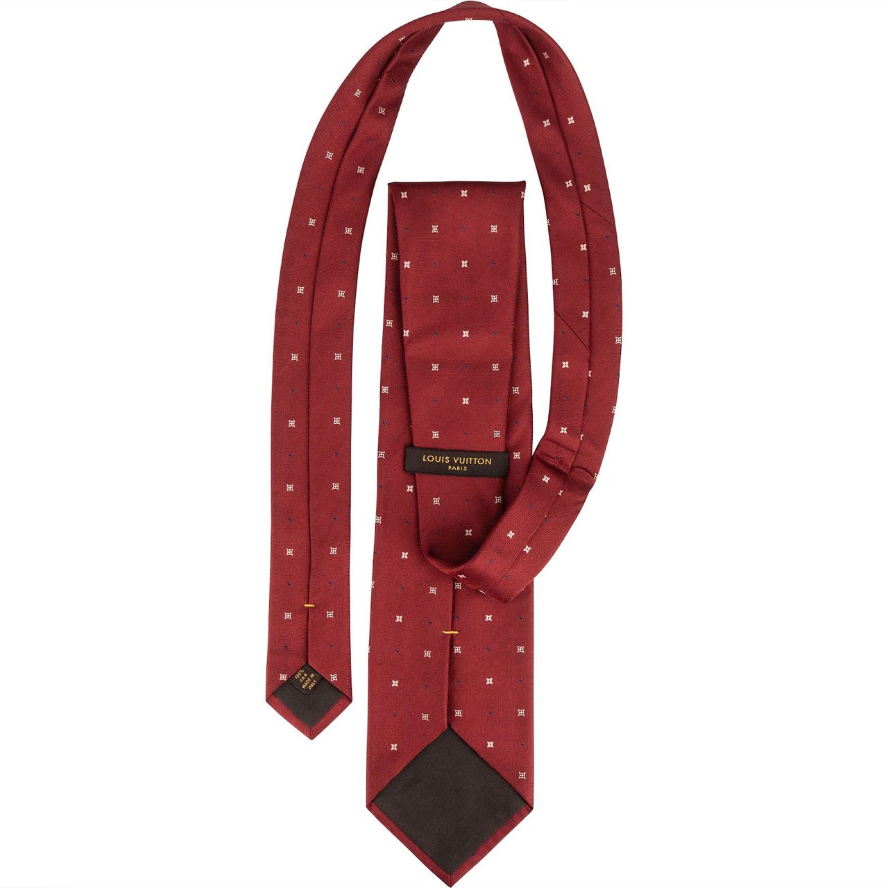 Louis Vuitton Blason Dots Blooming Silk Tie Krawatte Maroon