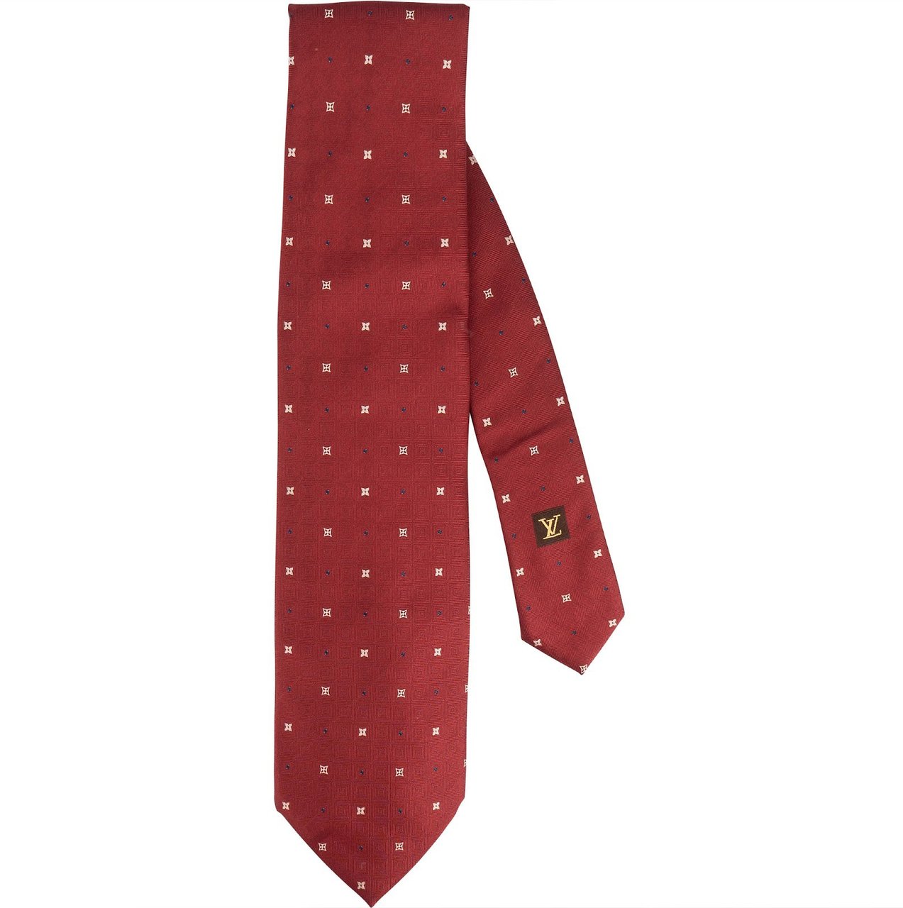 Louis Vuitton Blason Dots Blooming Silk Tie Krawatte Maroon