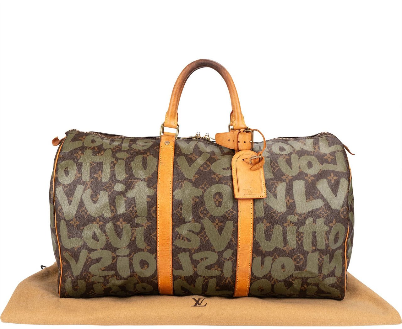Louis Vuitton Limited Graffiti Monogram Canvas Keepall 50 Travel Bag Bruin