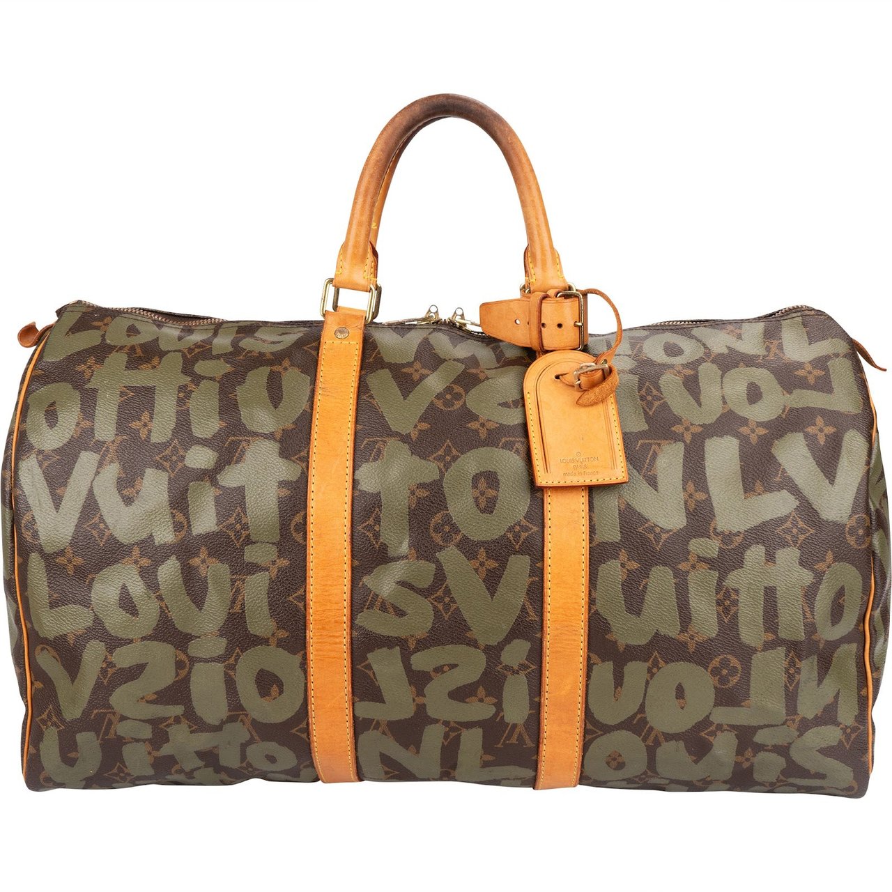 Louis Vuitton Limited Graffiti Monogram Canvas Keepall 50 Travel Bag Bruin