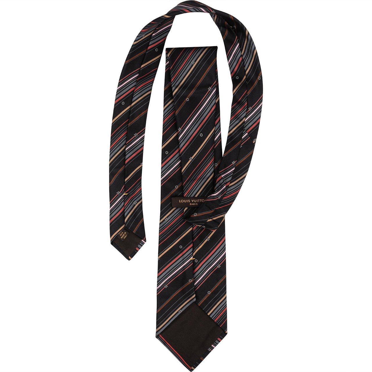 Louis Vuitton Pleasing Dots Monogram Striped Silk Tie Krawatte Zwart