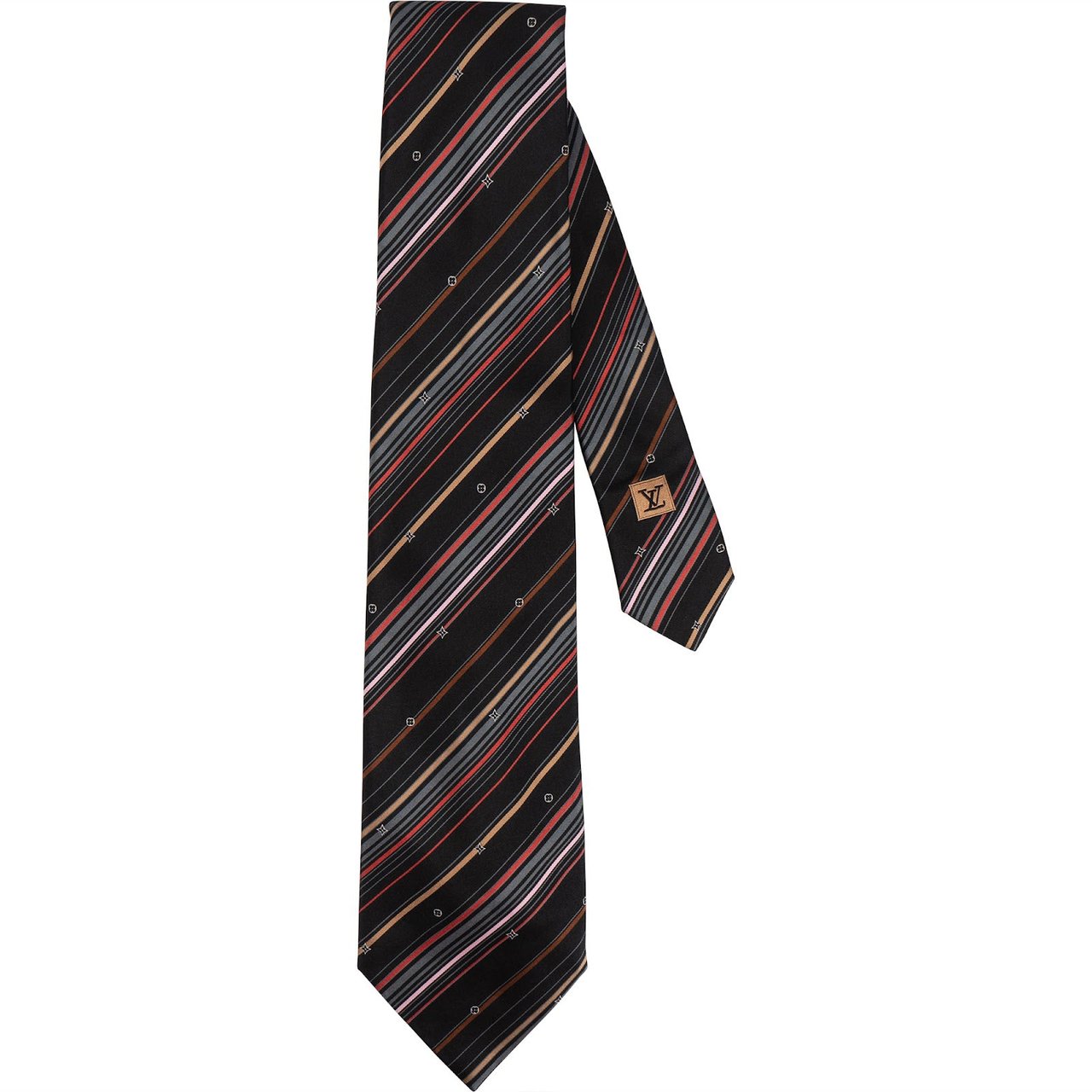 Louis Vuitton Pleasing Dots Monogram Striped Silk Tie Krawatte Zwart