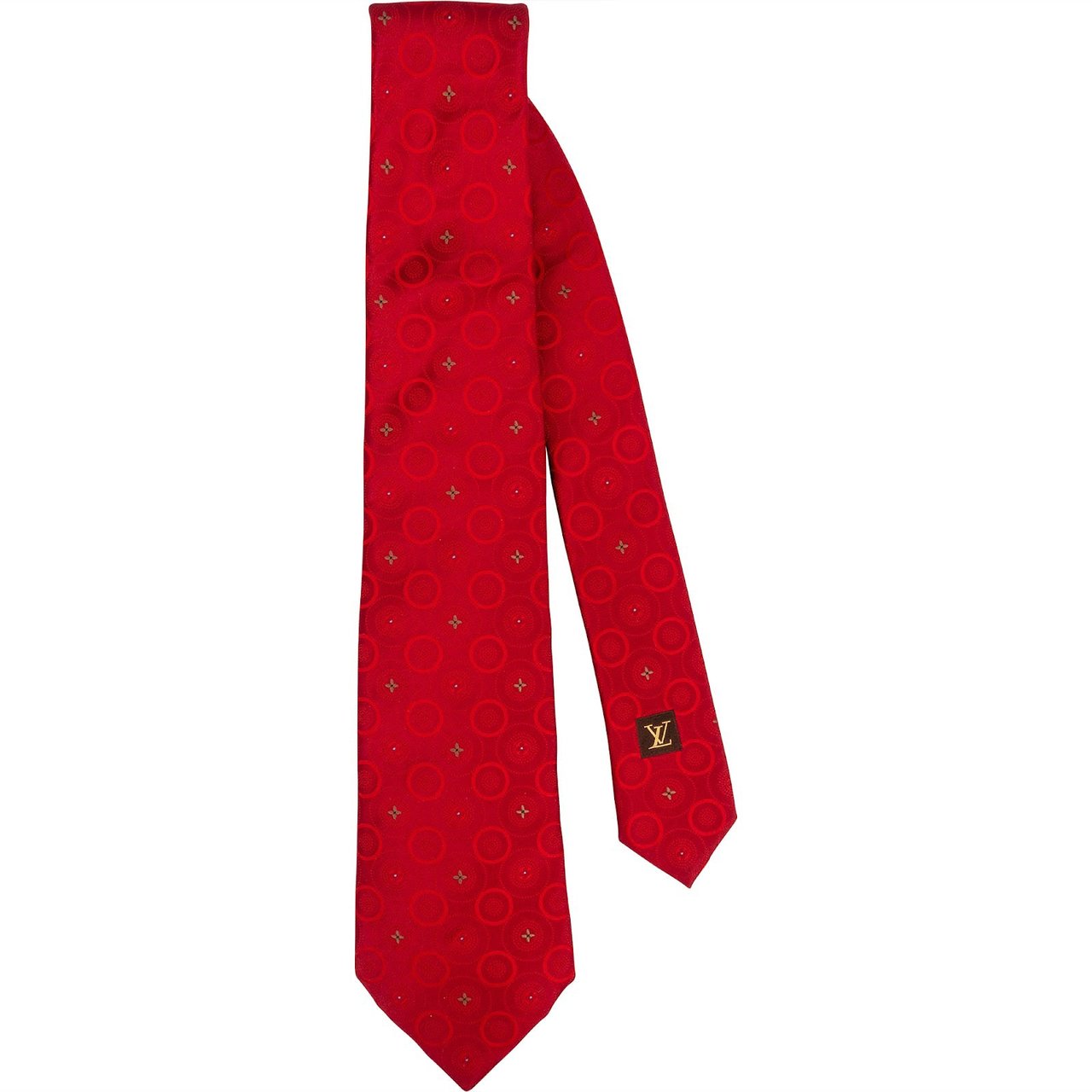 Louis Vuitton Pleasing Dots Circle Monogram Silk Tie Krawatte Rood