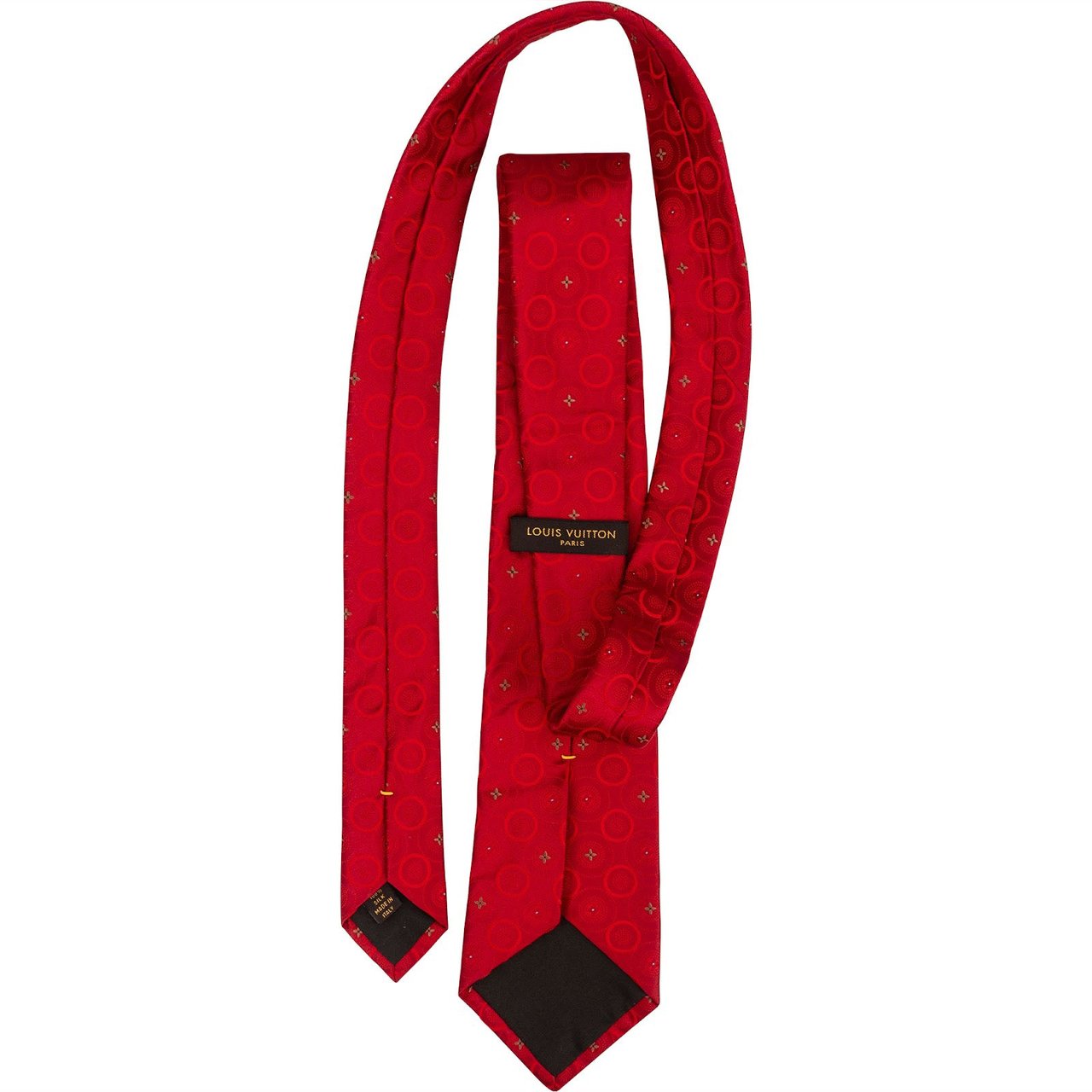 Louis Vuitton Pleasing Dots Circle Monogram Silk Tie Krawatte Rood