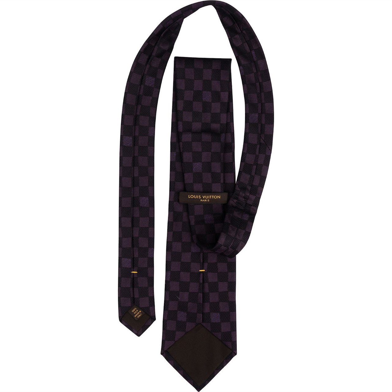 Louis Vuitton Monogram Damier Ebene Classique Silk Tie Krawatte Zwart