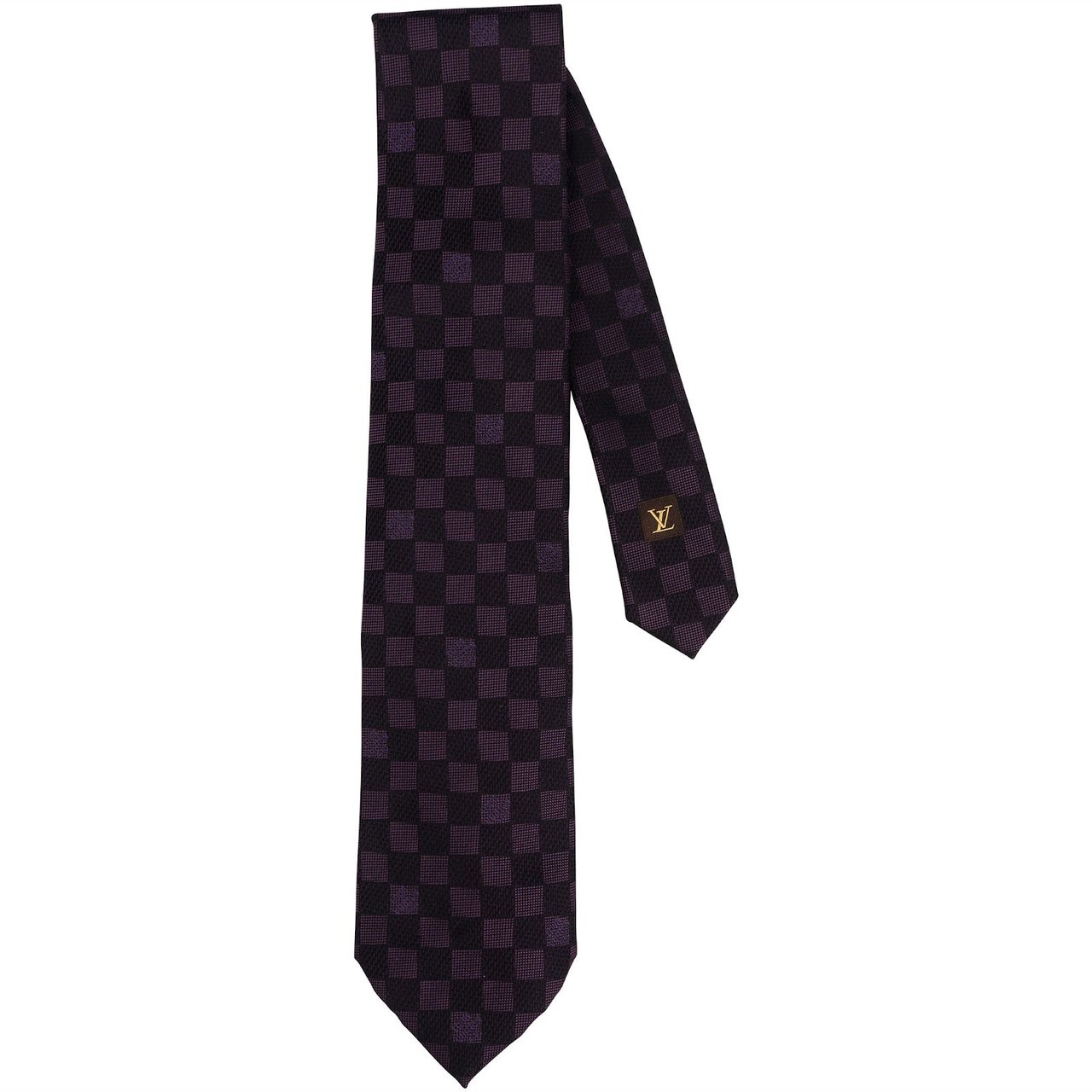 Louis Vuitton Monogram Damier Ebene Classique Silk Tie Krawatte Zwart