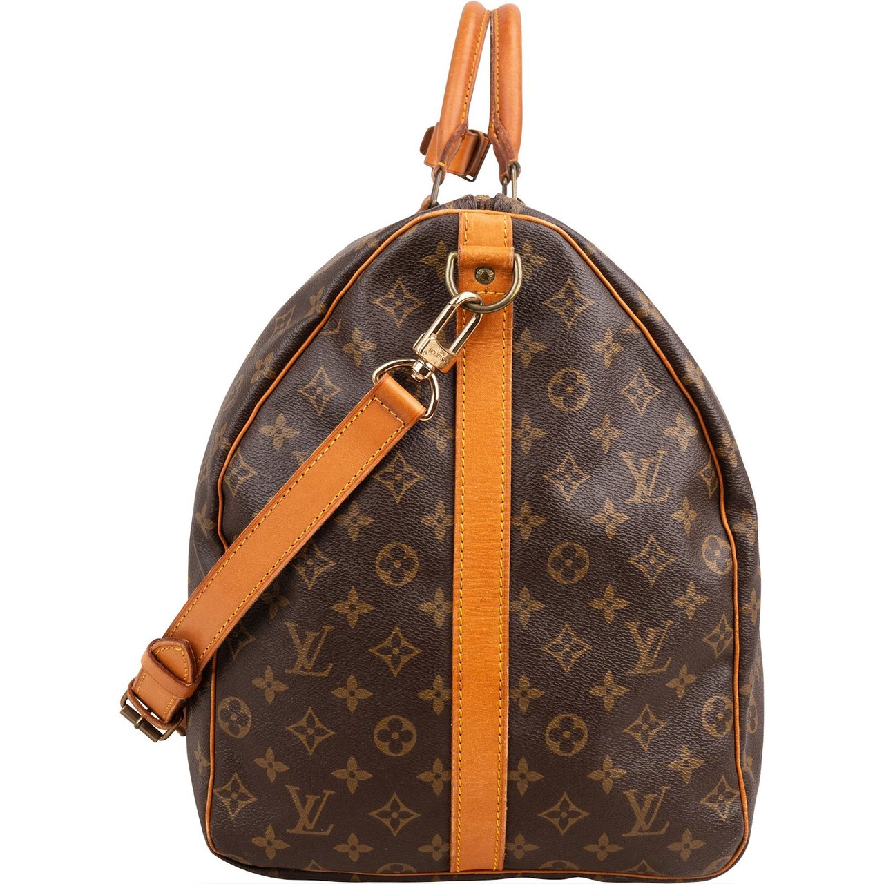 Louis Vuitton Monogram Canvas Keepall 60 Bandoulière Travel Bag Bruin