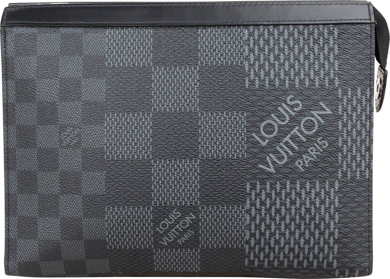 Louis Vuitton Louis Vuitton Limited Monogram Damier Graphite Pochette Voyage MM Clutch N60444 Zwart