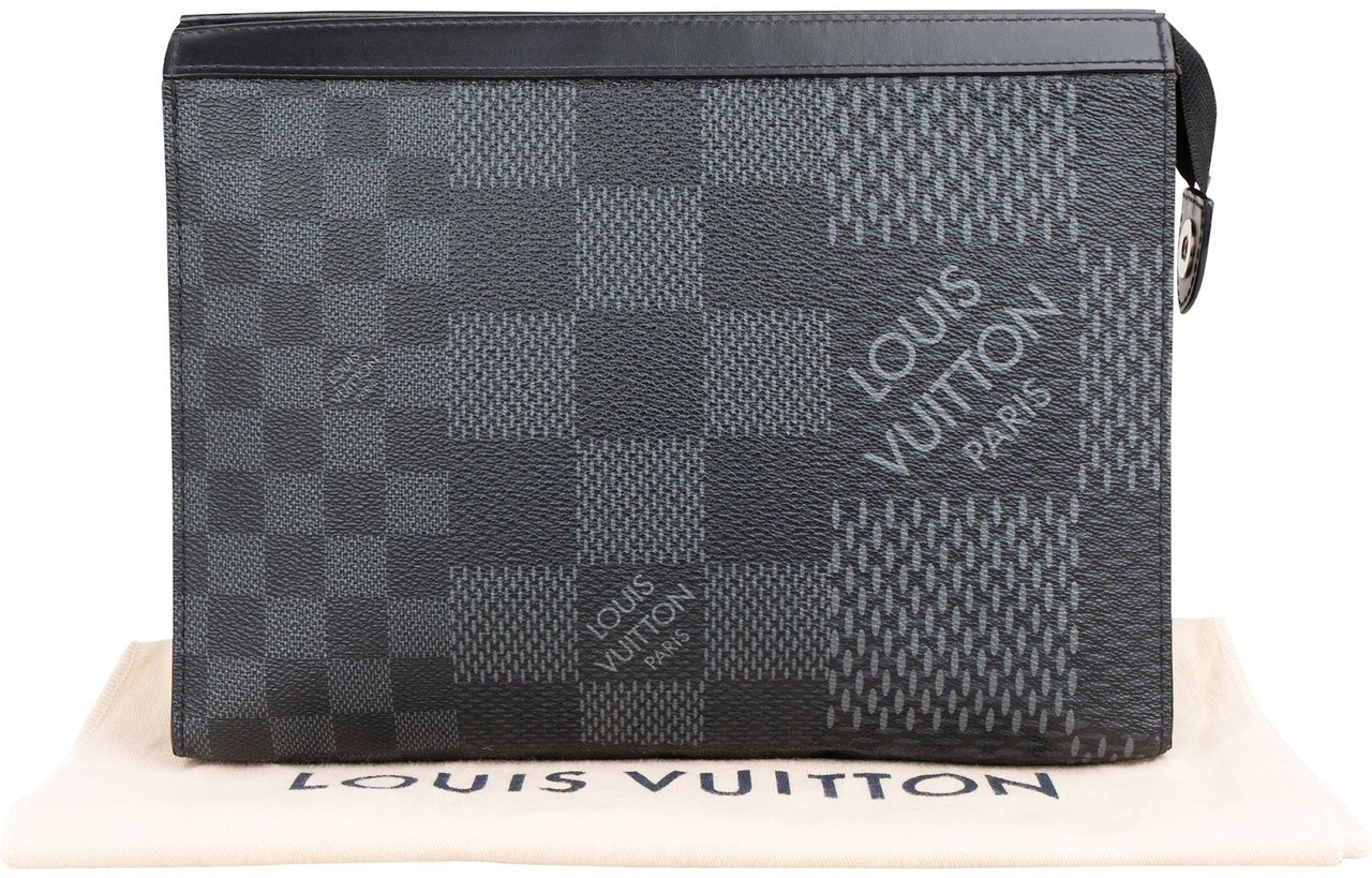 Louis Vuitton Louis Vuitton Limited Monogram Damier Graphite Pochette Voyage MM Clutch N60444 Zwart
