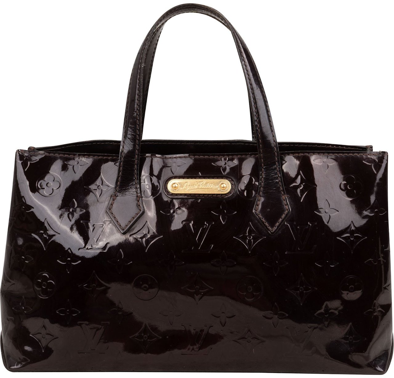 Louis Vuitton Monogram Vernis Wilshire PM Handbag Bruin