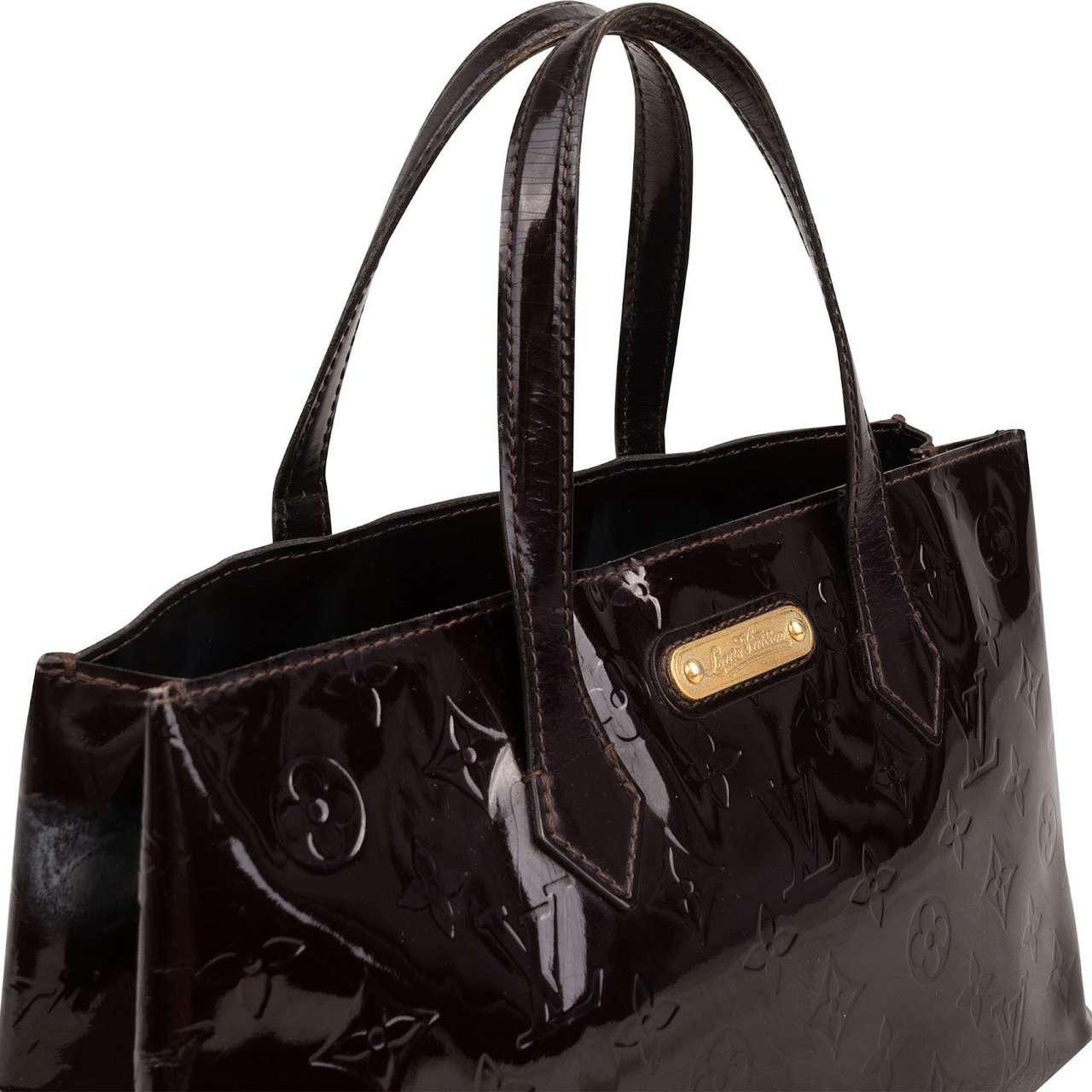 Louis Vuitton Monogram Vernis Wilshire PM Handbag Bruin
